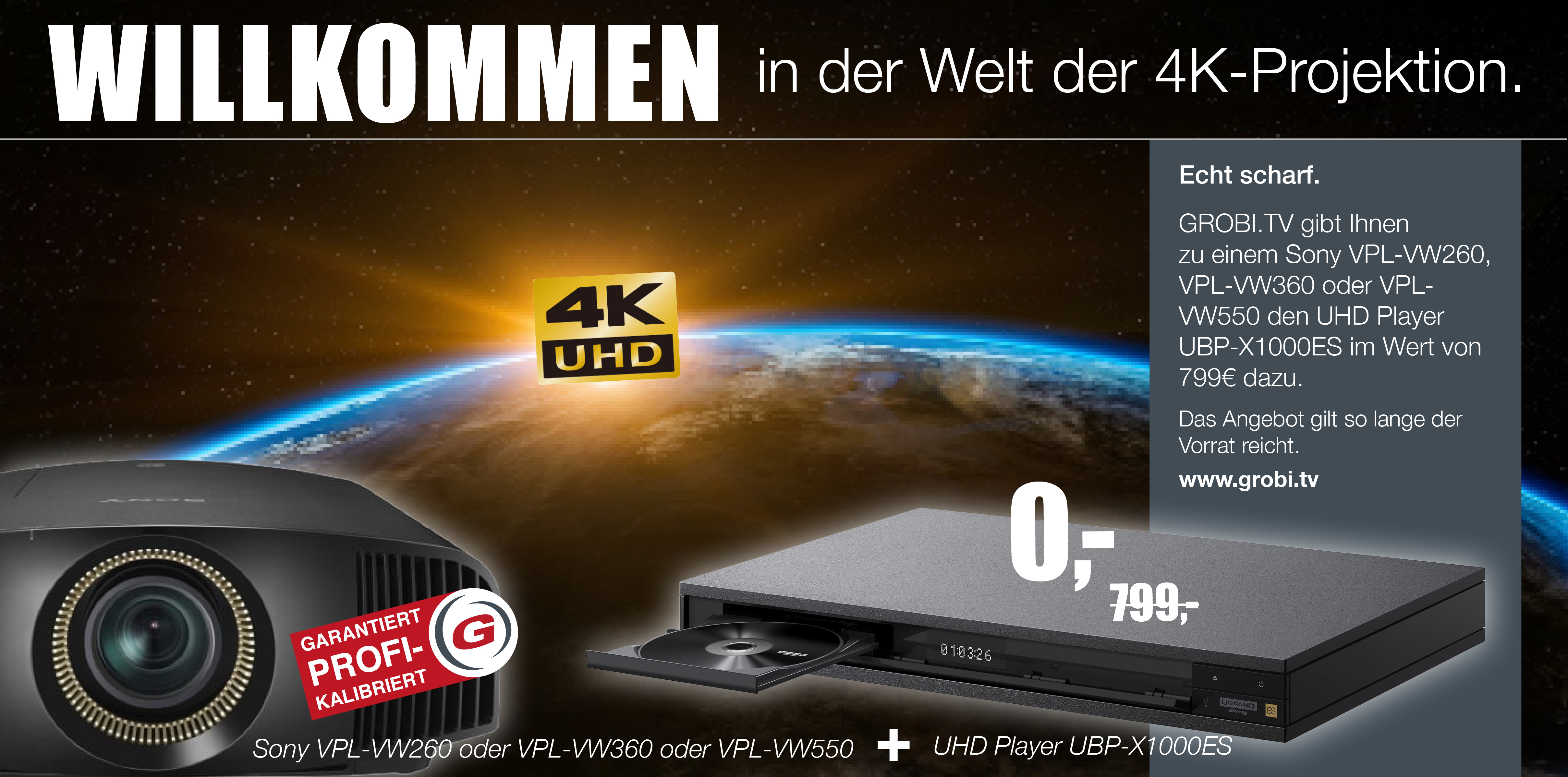 799 EUR Geschenk beim Kauf von einem ausgewählten SONY 4 K Projektor