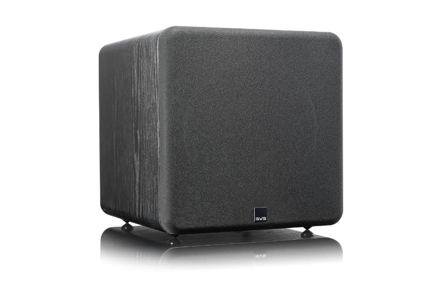 GrobiTV SVS SB-2000 Pro  Heimkino Subwoofer - Premium Black Ash - Frontansicht rechts mit Grill