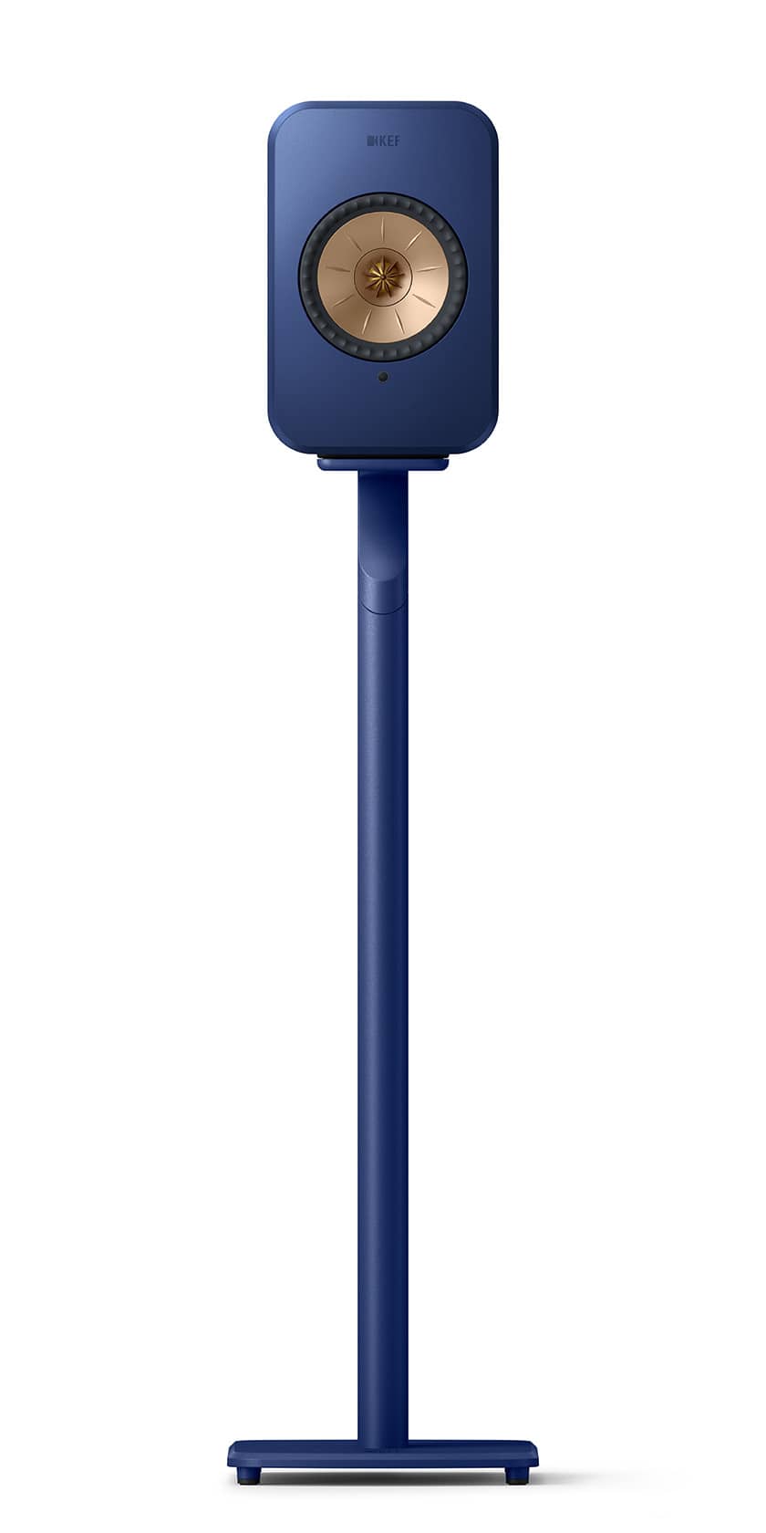 GrobiTV - KEF S1 Standfuß für LSX II Kobaldblau - Frontansicht einzeln mit Lautsprecher