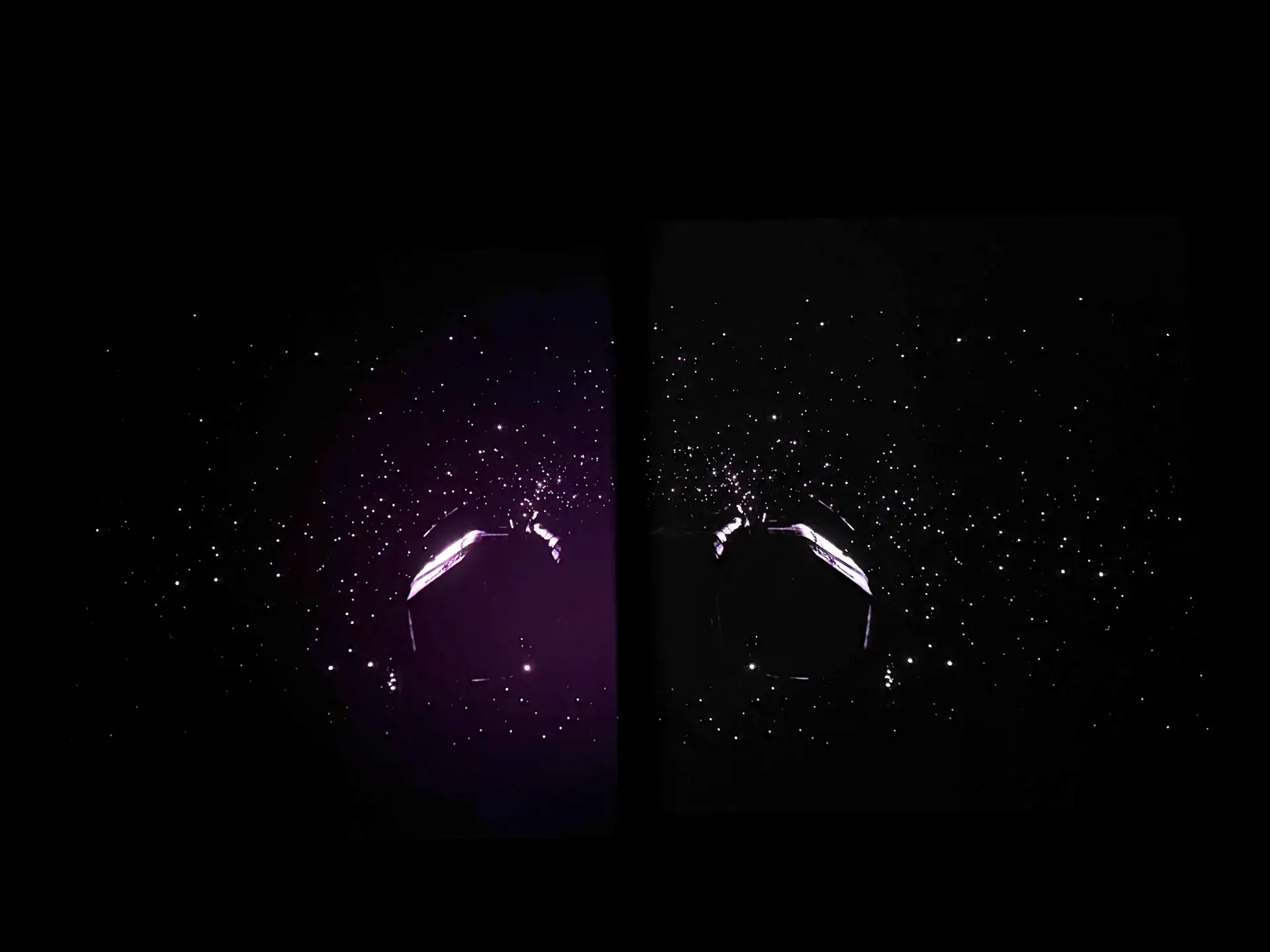 Vergleich der Schwarzwert-Darstellung: links anderer Beamer, rechts TITAN Noir Max mit aktiviertem DBLE