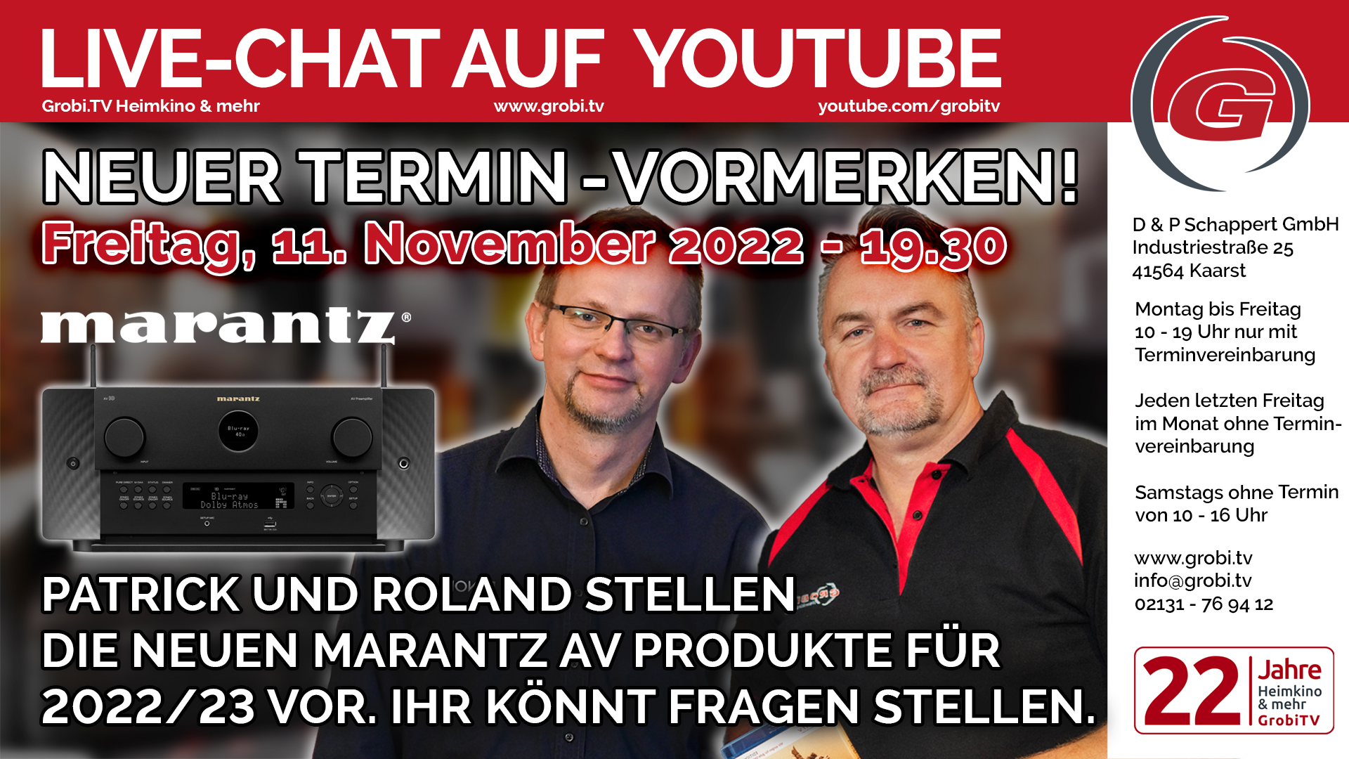 Aufzeichnung von unserem LiveChat - Marantz Vorstellung mit Roland Krüger