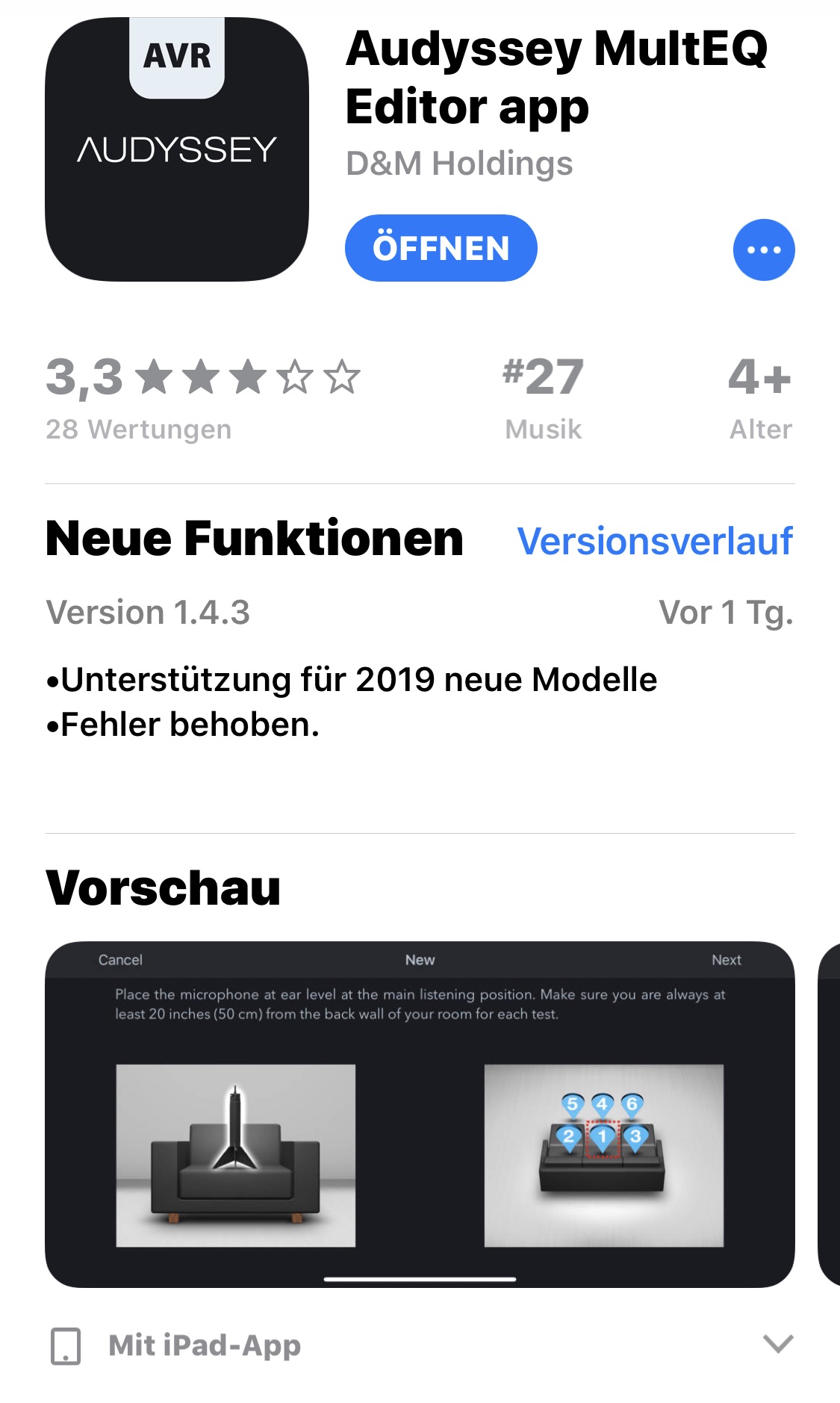 Neue Audyssey MultEQ App für iOS auf Version 1.4.3 veröffentlicht
