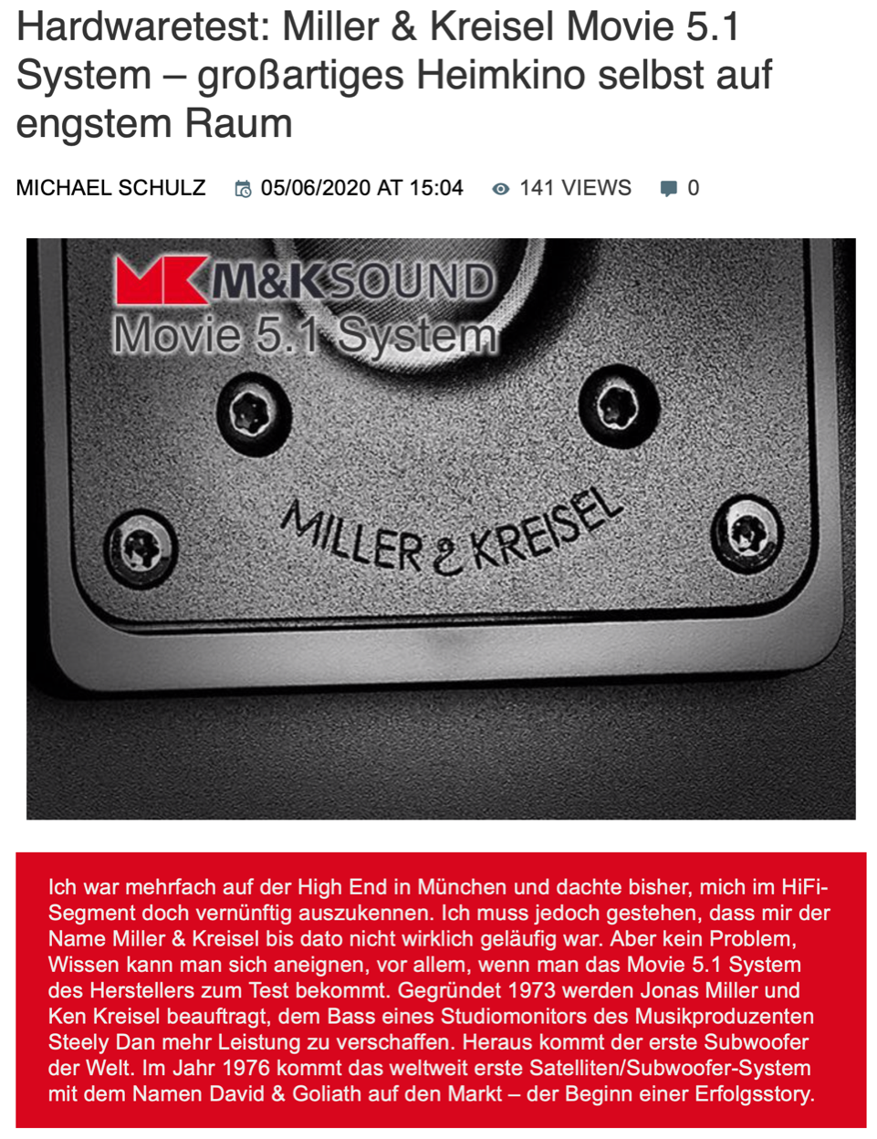 Hardwaretest: Miller & Kreisel Movie 5.1 System – großartiges Heimkino selbst auf engstem Raum