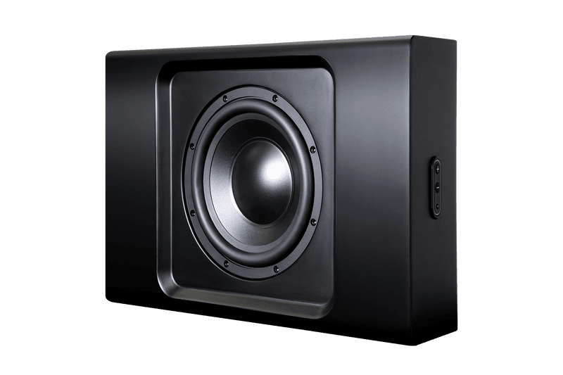 PULSE-SUB-_3-4-Left_Black_Grill-Off GrobiTV - Bluesound PULSE SUB+_3-4 Left_Black_Grill Off