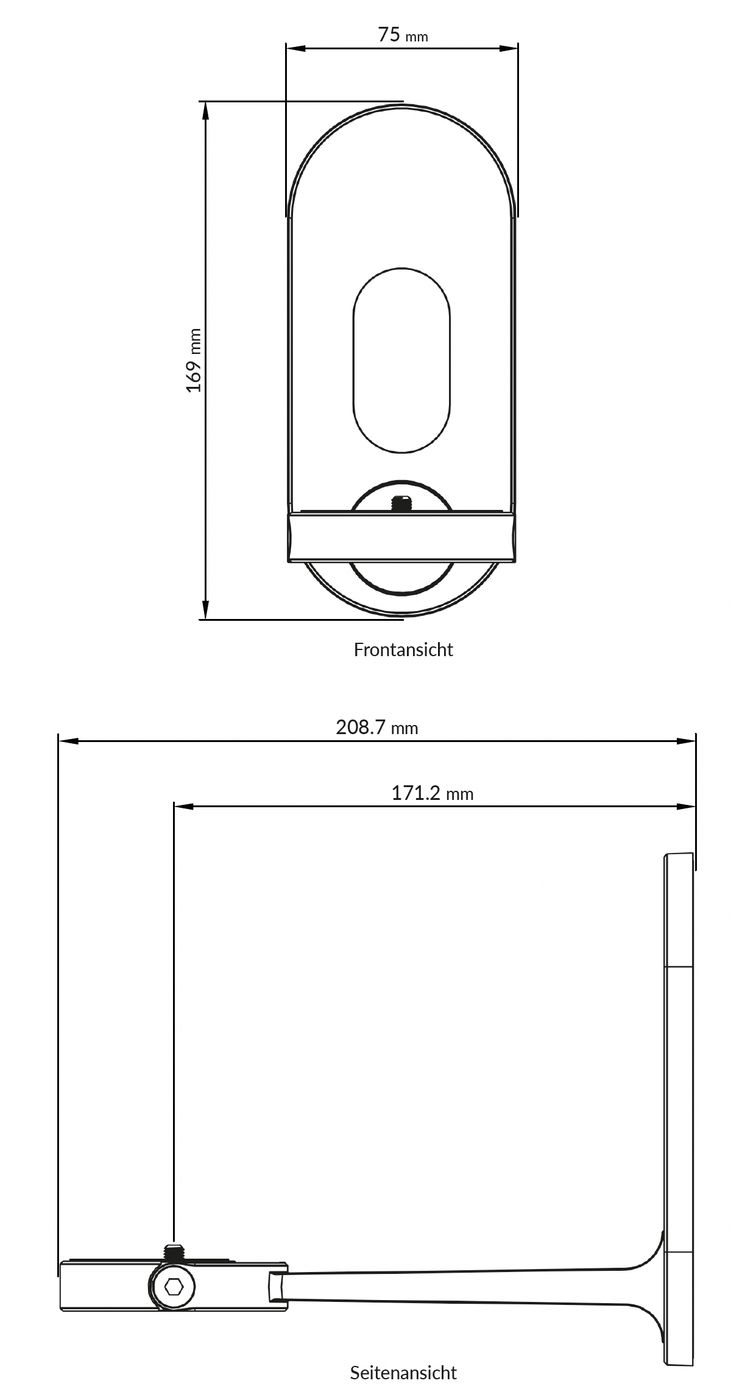 GrobiTV - KEF B1 Wandhalterung für KEF LSX II Silber - Abmessungen ohne KEF LSX II