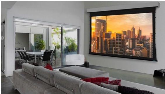 Stewart Cima Motorleinwand 16:9 Format Below Ceiling mit Tiburon G4 Tuch