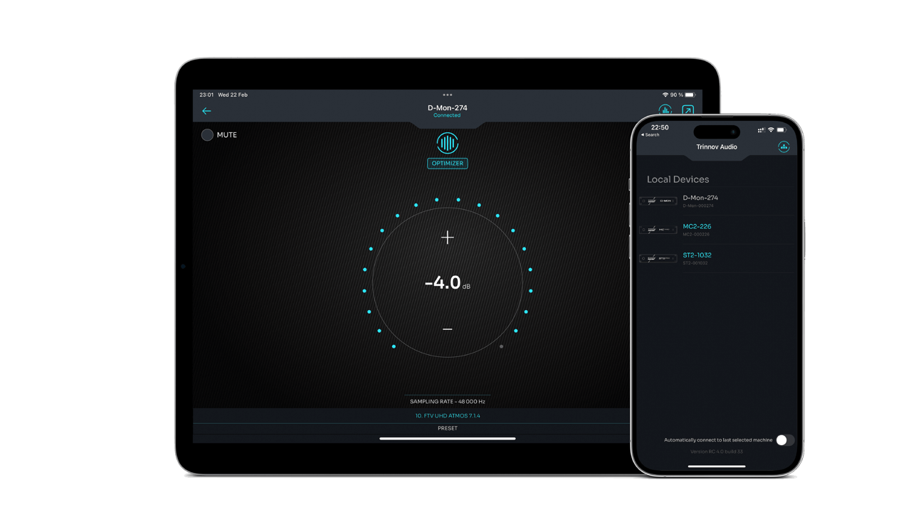 Trinnov AltitudeCI Steuerung per App auf Tablet und Smartphone