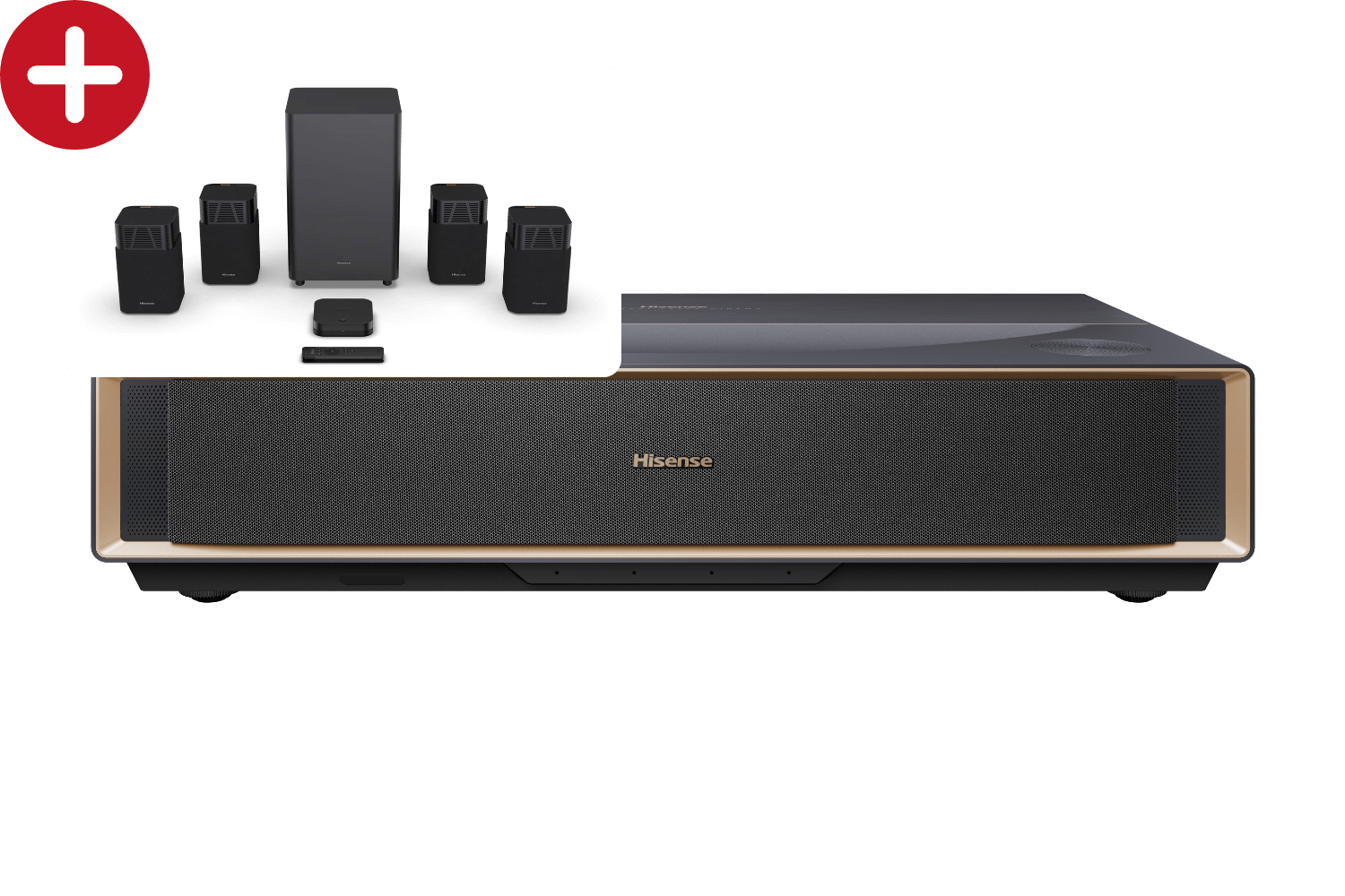 Hisense PT1 Laser Cinema + Hisense HT Saturn | 4K UHD 3D Triple-Laser TV mit Dolby Vision + 4.1.2 Soundsystem Hisense PT1 Laser Cinema + Hisense HT Saturn | 4K UHD 3D Triple-Laser TV mit Dolby Vision + 4.1.2 Soundsystem