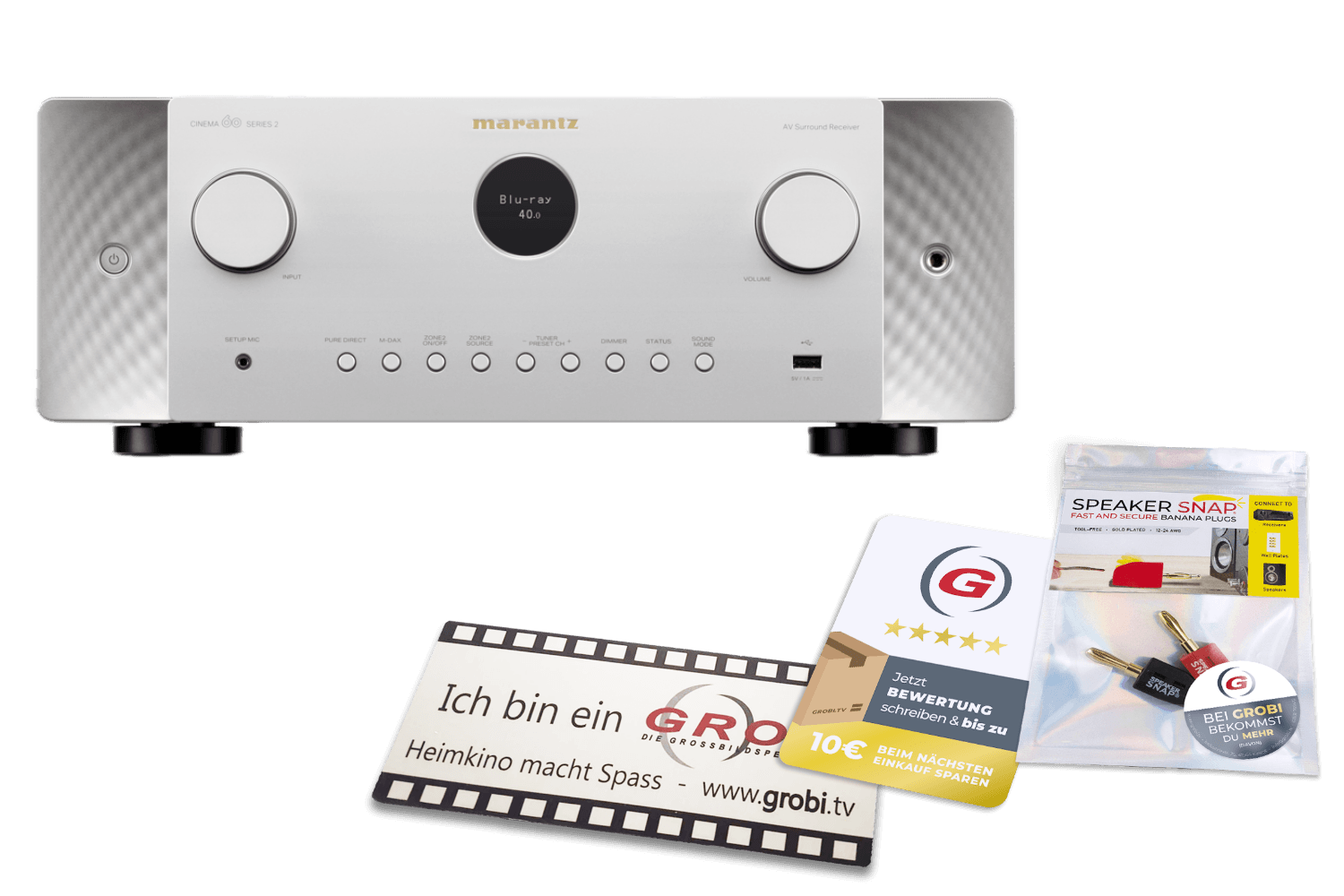 Marantz CINEMA 60 DAB Serie 2 | 7.2-Kanal AV-Receiver + GRATIS SPEAKER SNAP® + GROBI Schild