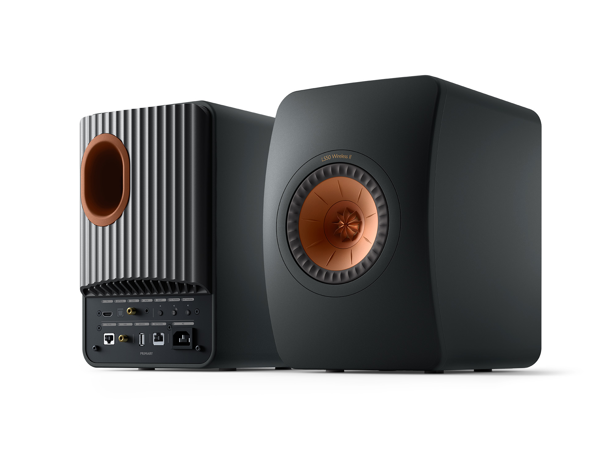 GrobiTV - KEF LS50 Wireless II Lautsprecher Paar schwarz Frontansicht 2