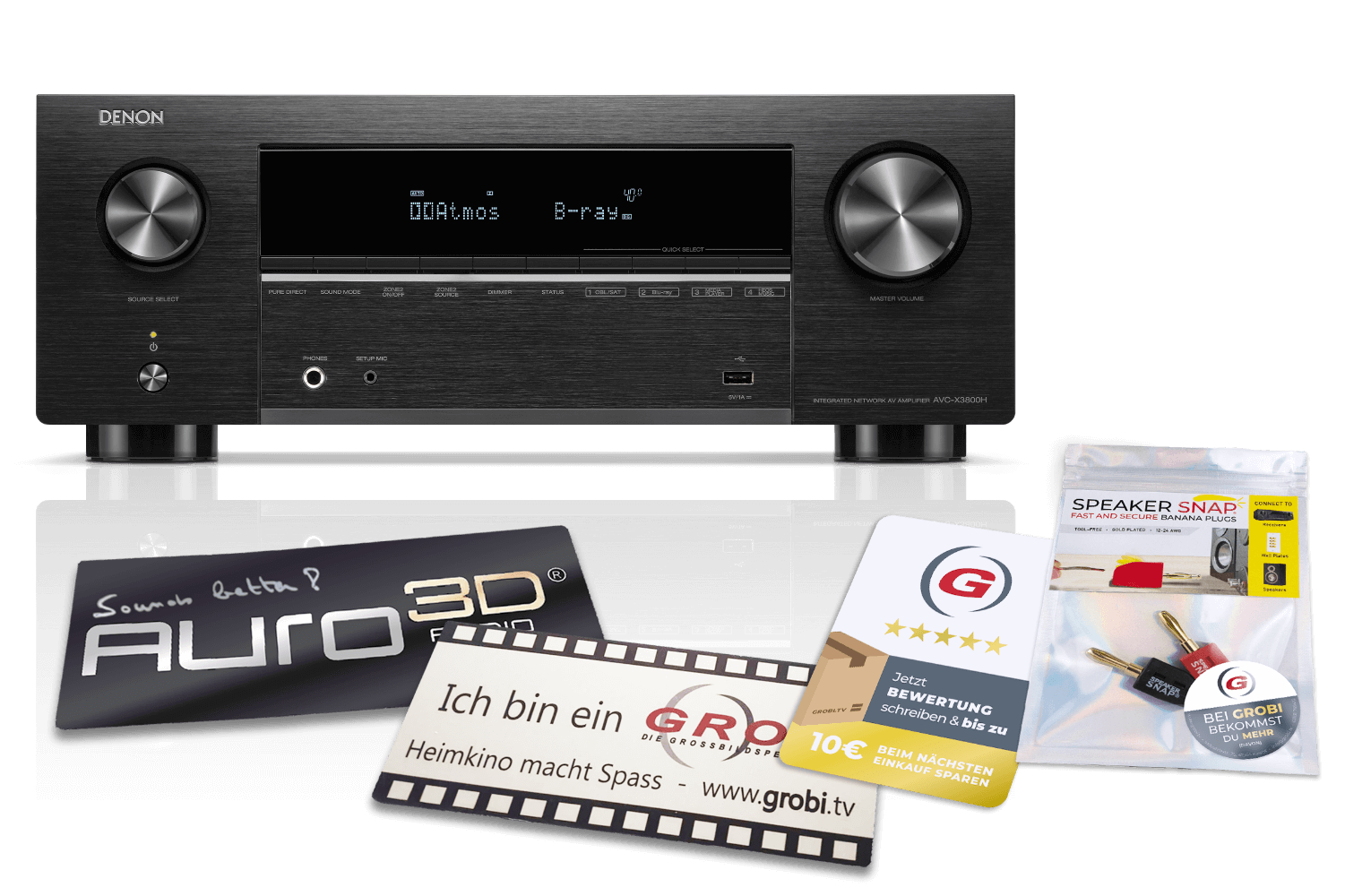 Denon AVC-X3800H | 9.4-Kanal AV-Verstärker (Schwarz) + GRATIS SPEAKER SNAP® + Auro3D / GROBI Schild Denon AVC-X3800H | 9.4-Kanal AV-Verstärker (Schwarz) + GRATIS SPEAKER SNAP® + Auro3D / GROBI Schild