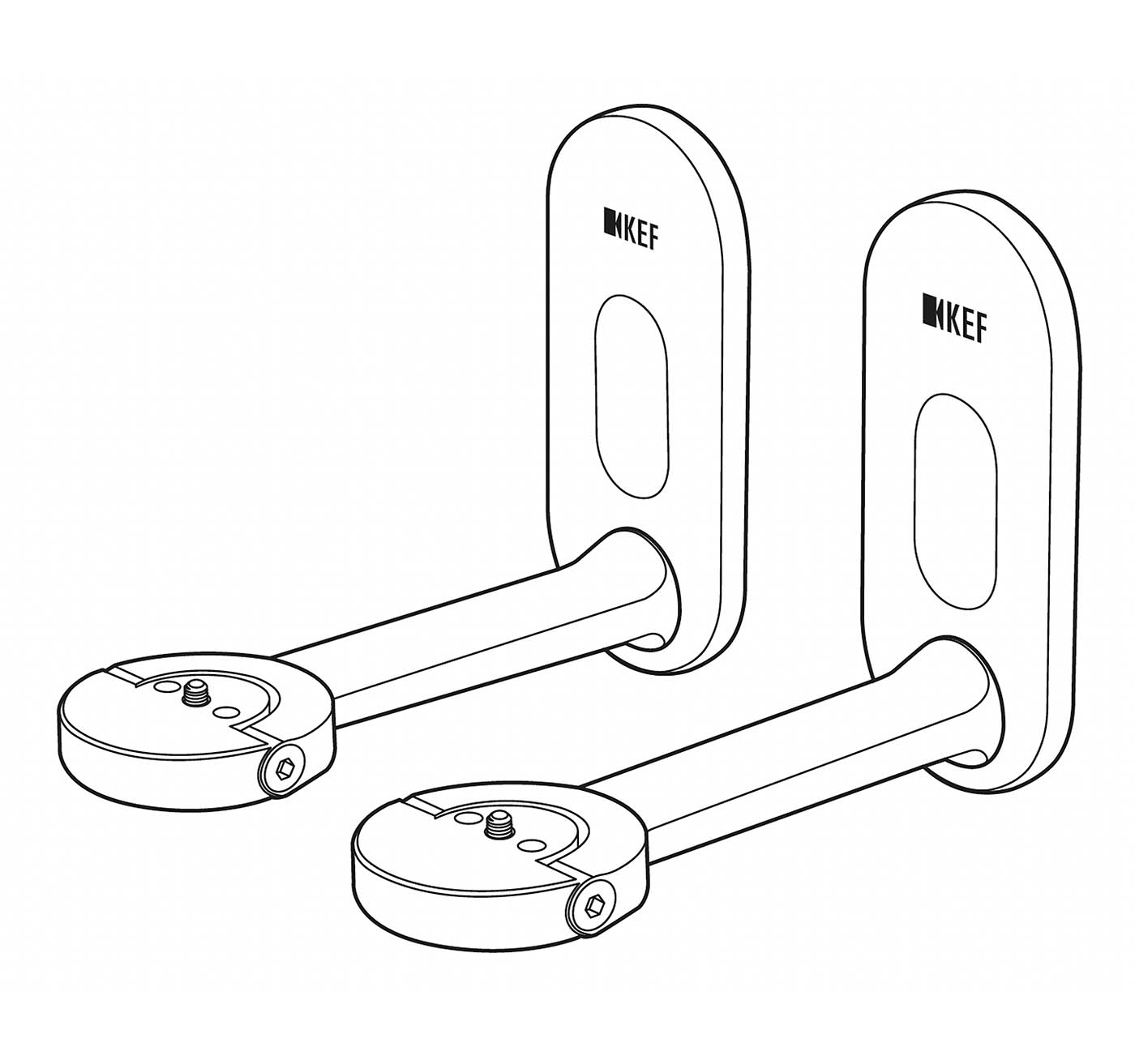 GrobiTV - KEF B1 Wandhalterung für KEF LSX II Silber - Zeichnung Wandhalterungspaar