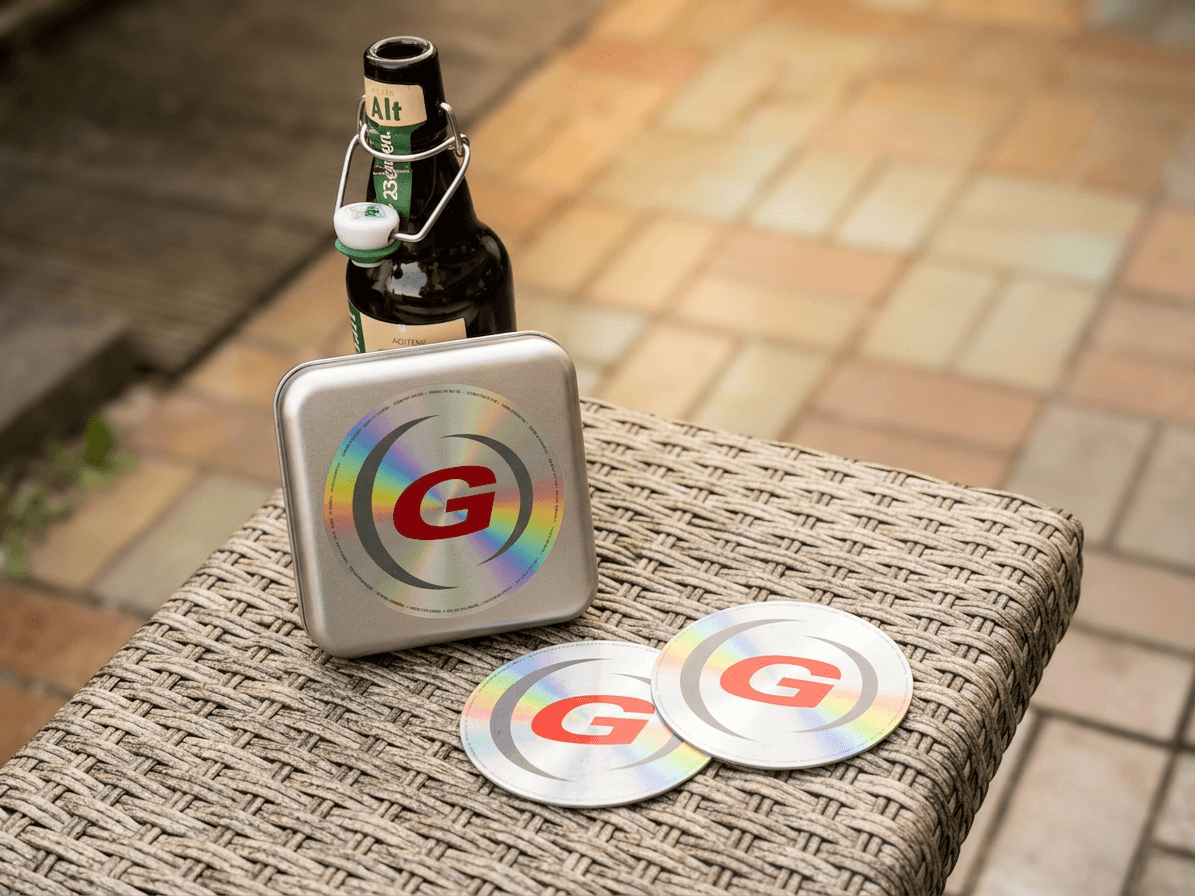 GROBI Bierdeckel-Set | Fanartikel mit Metallbox