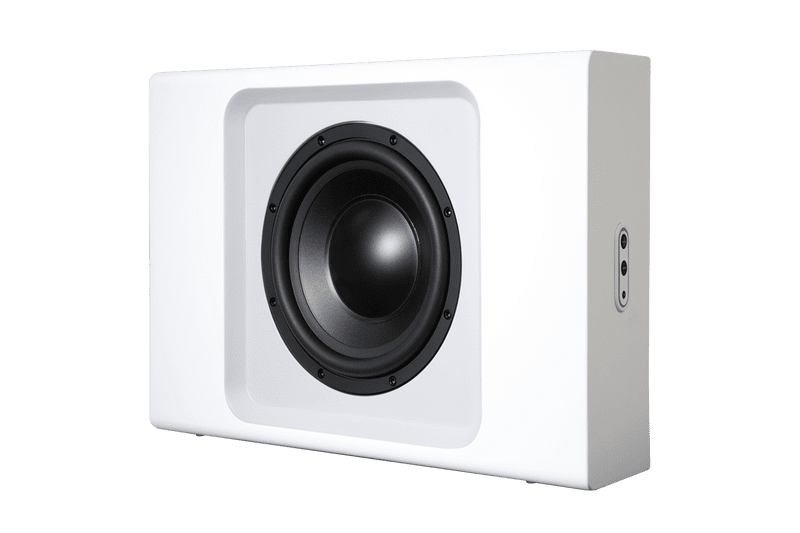 PULSE-SUB-_3-4-Left_White_Grill-Off GrobiTV - Bluesound PULSE SUB+_3-4 Left_White_Grill Off