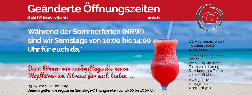 Samstags haben wir neue Öffnungszeiten