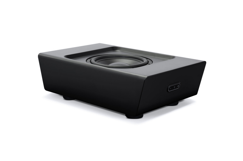 PULSE-SUB-_Top-Down-3-4-Left_Black_GrillOFF GrobiTV - Bluesound PULSE SUB+_Top Down 3-4 Left_Black_GrillOFF