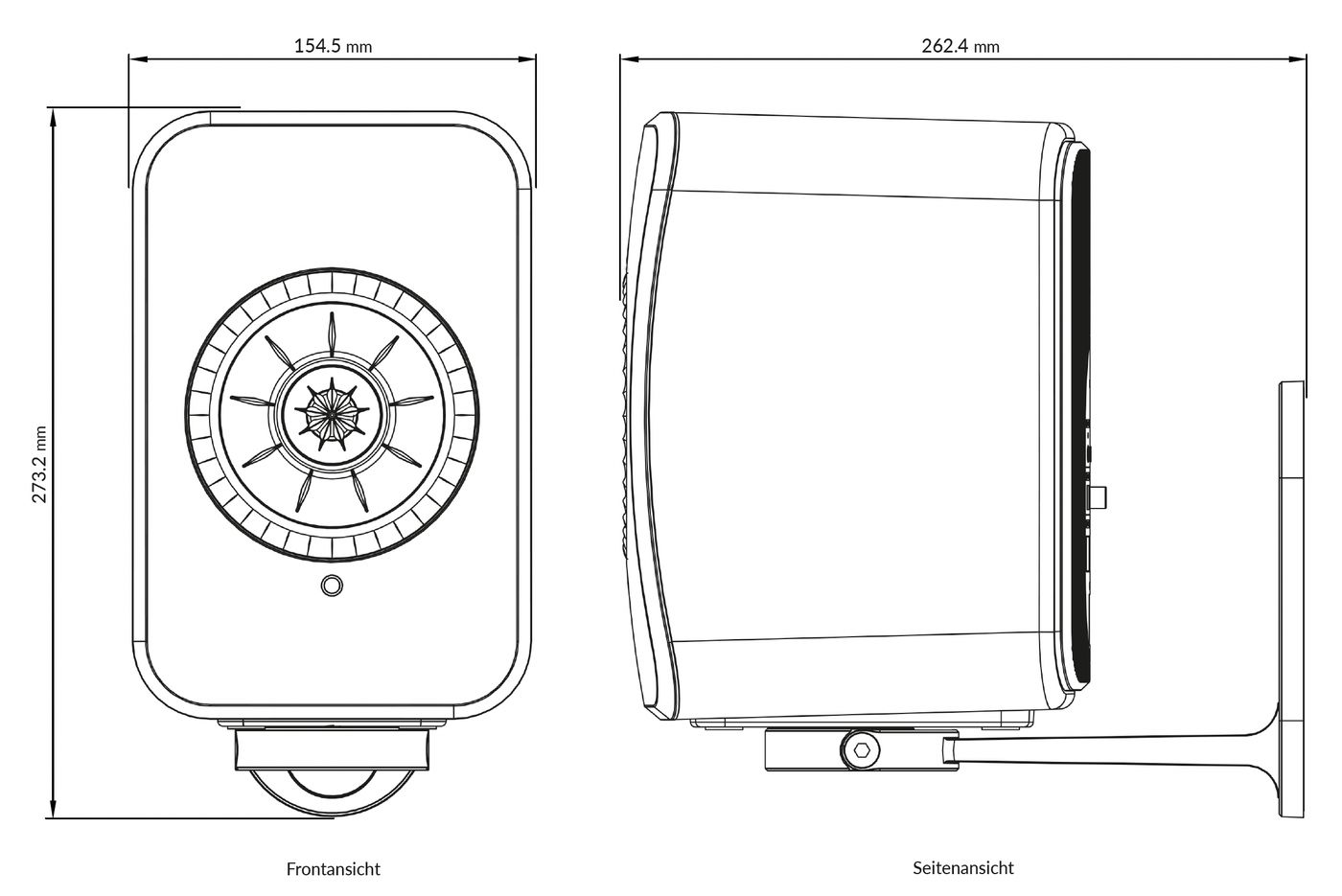 B1_Bracket_InfoSheet_DE GrobiTV - KEF B1 Wandhalterung für KEF LSX II Silber - Abmessungen mit KEF LSX II