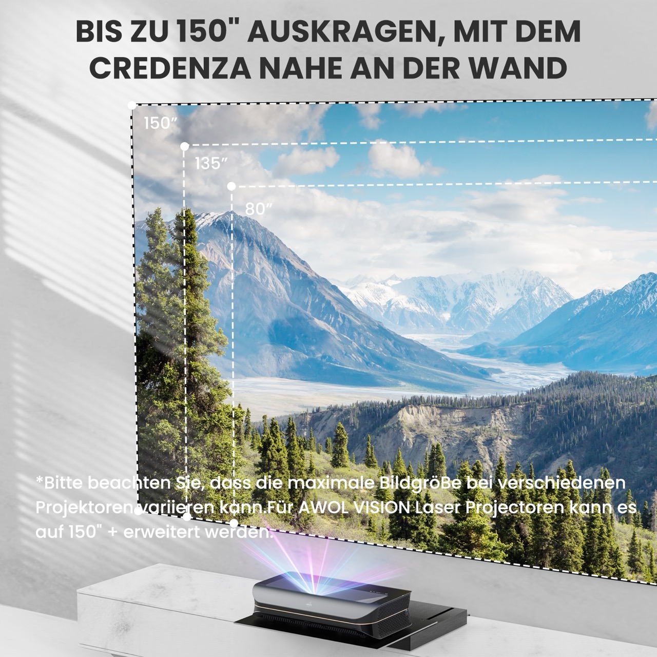 AWOL VISION Motorisierter Slider Tray 150" für Laser TVs (v.2.0)