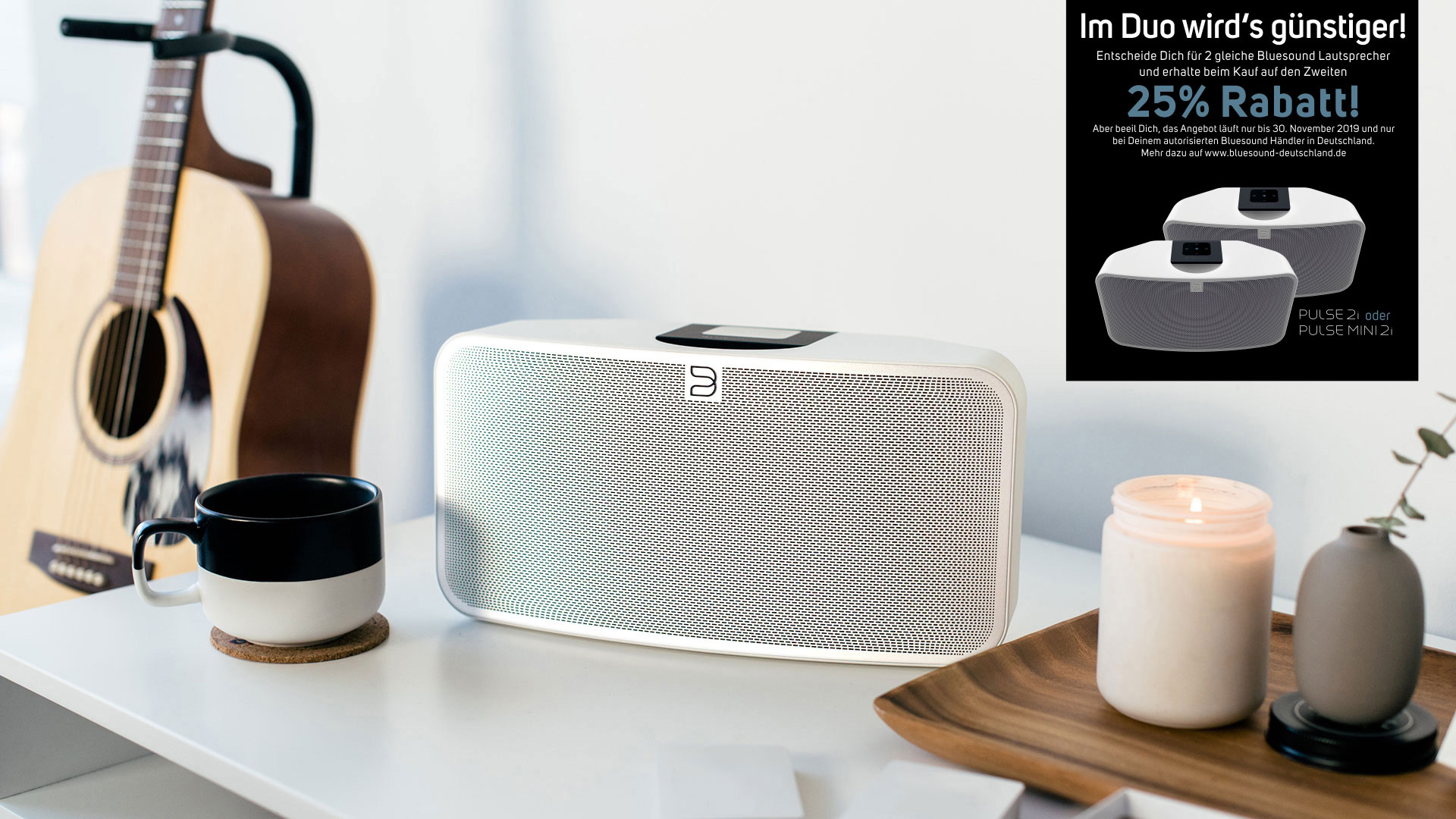 Im Duo wird’s günstiger! Sie haben die Wahl: STEREO oder MULTIROOM Aktion Bluesound PULSE MINI 2i Set oder PULSE 2i