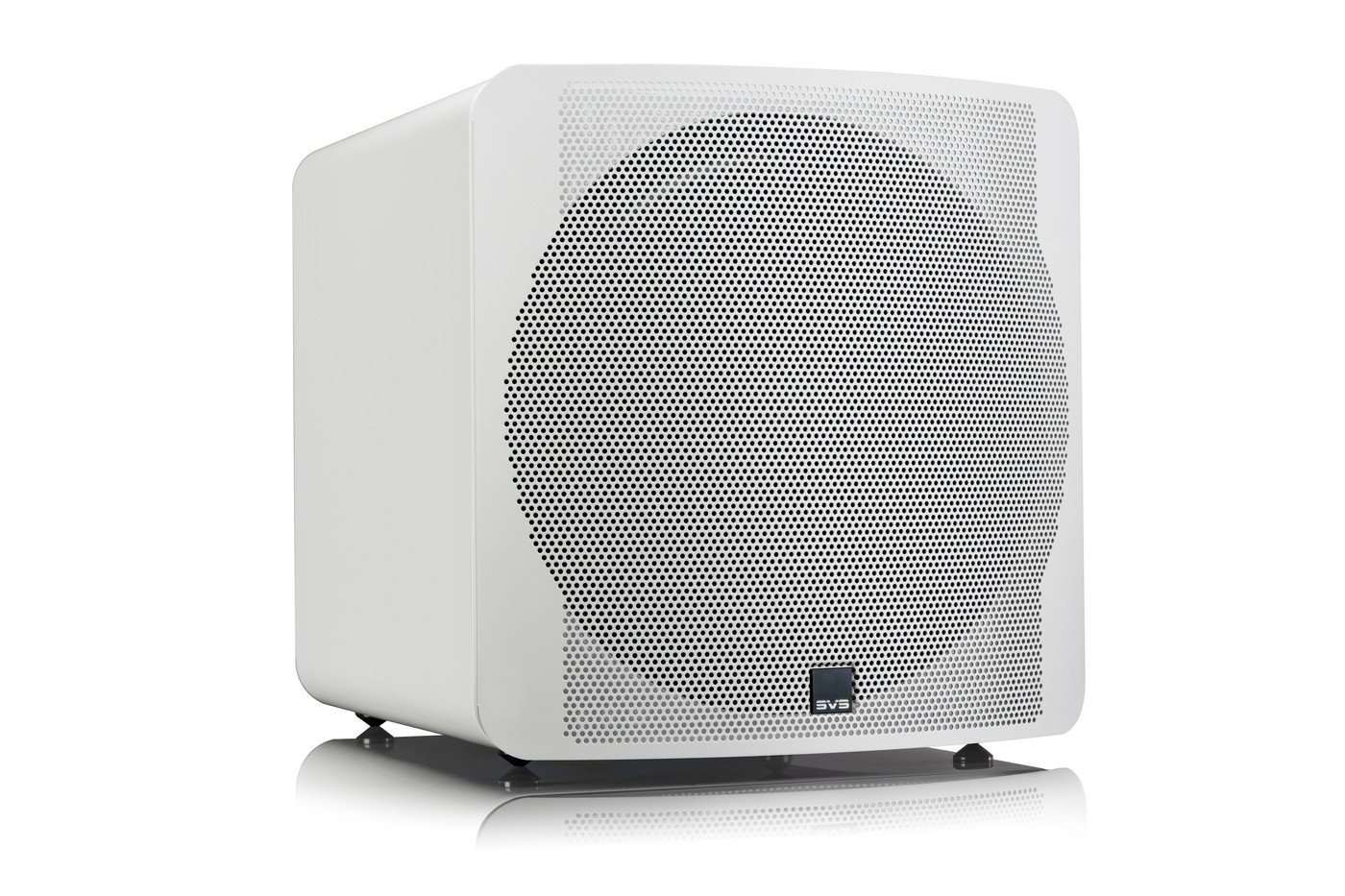GrobiTV - SVS SB-3000 Heimkino Subwoofer - piano gloss white - Frontansicht rechts mit Grill