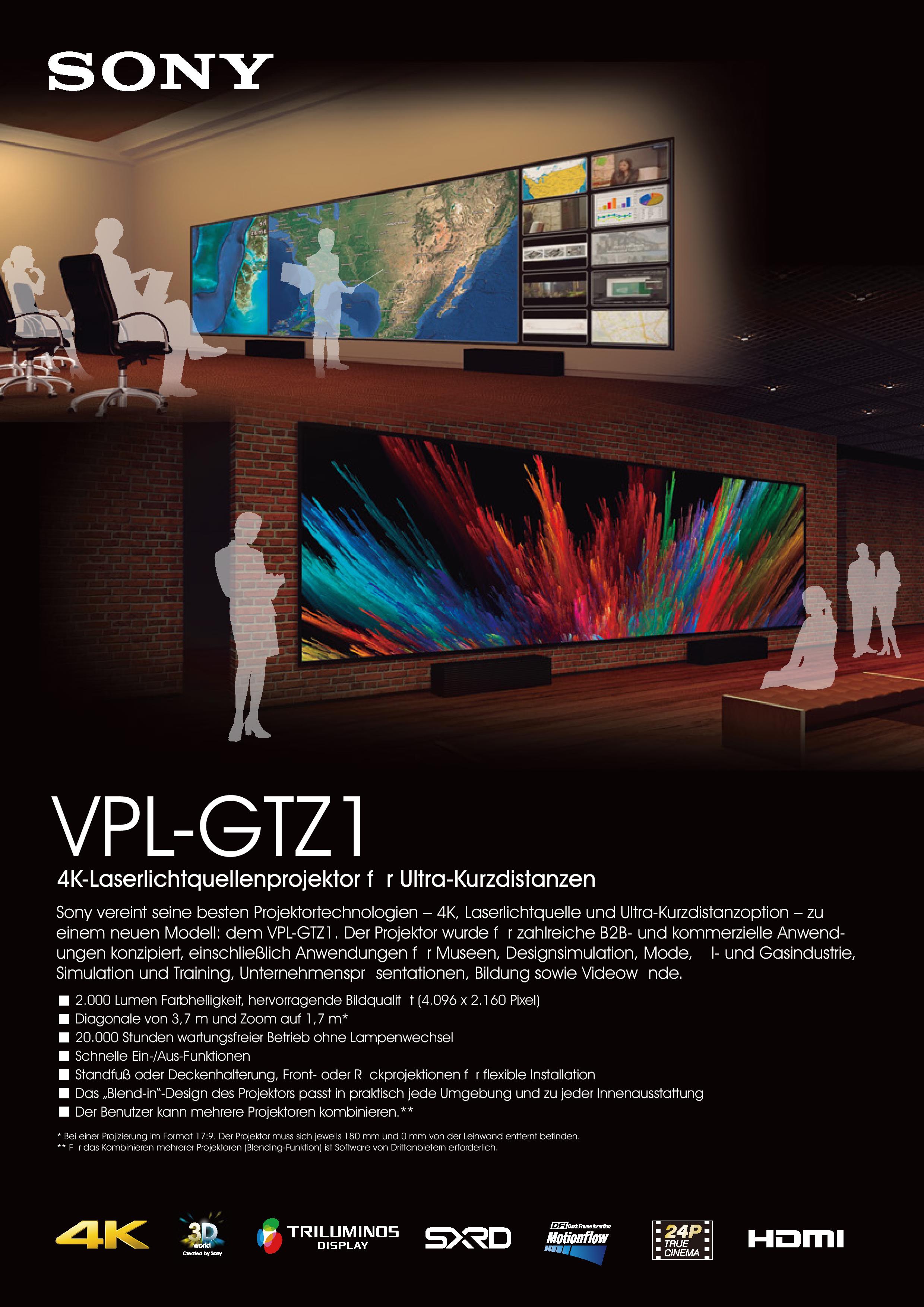 SONY 4K Kurzdistanzprojektor GT Z1 mit LASERTECHNIK zum GROBI HAMMERPREIS
