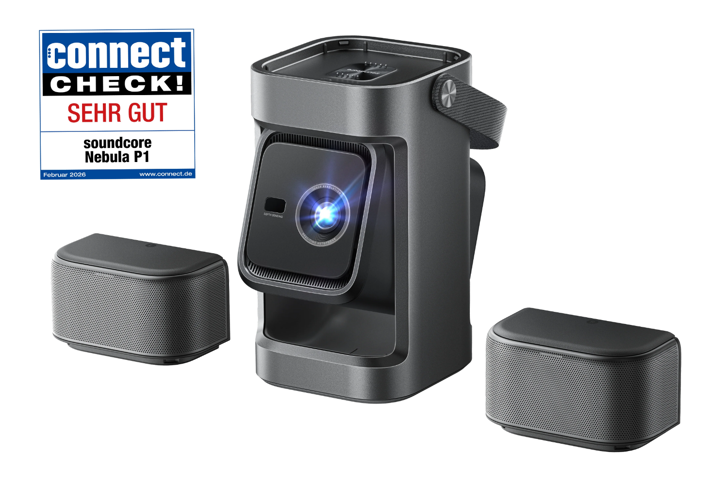 Nebula P1 | Mobiler Full-HD Beamer mit Google TV, 650 ANSI Lumen & 2.0 Surround-Lautsprechern