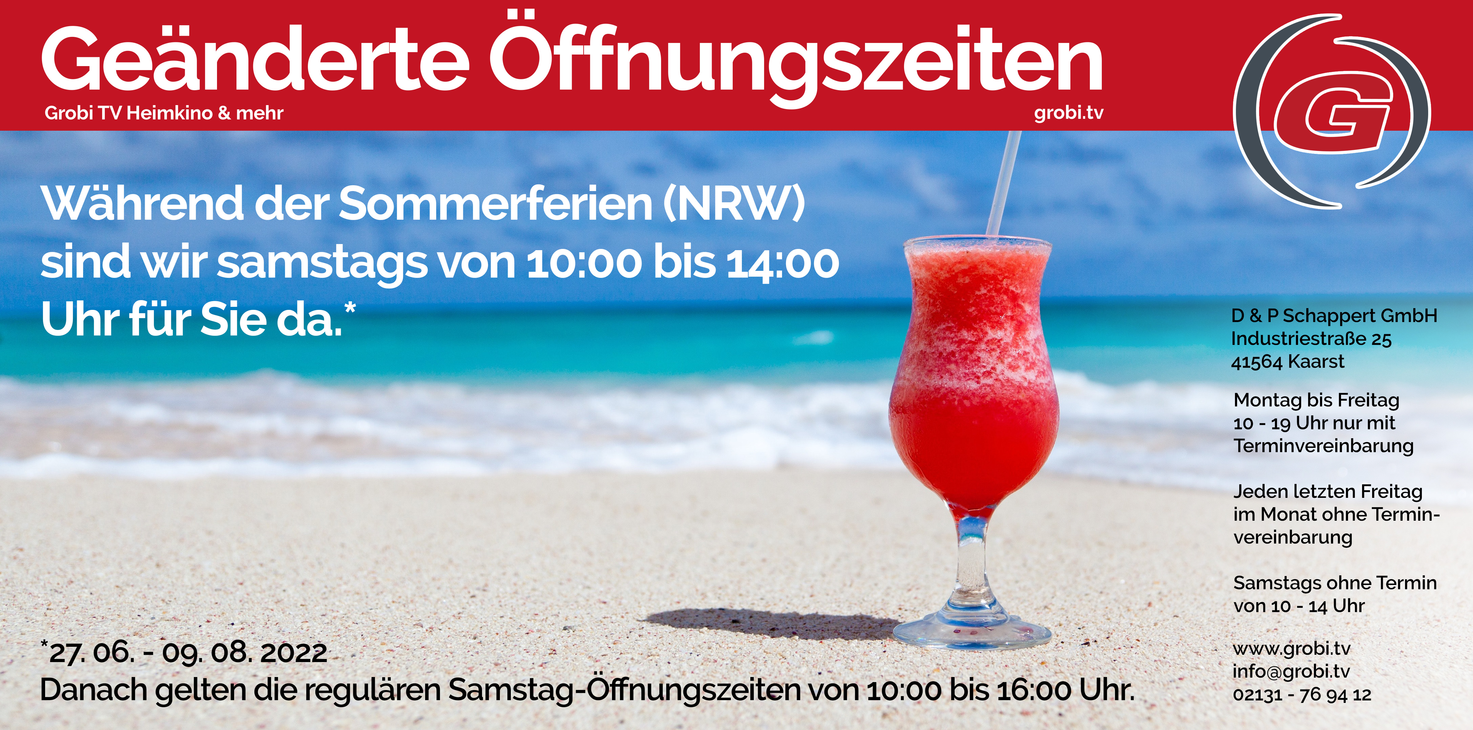 Geänderte Öffnungszeiten in den Sommerferien