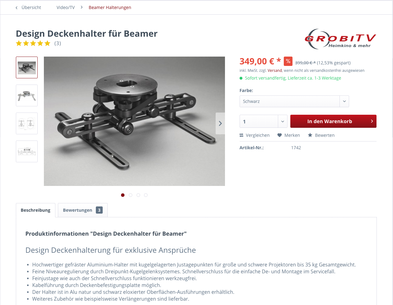 Aluminium Design Deckenhalter ist wieder verfügbar