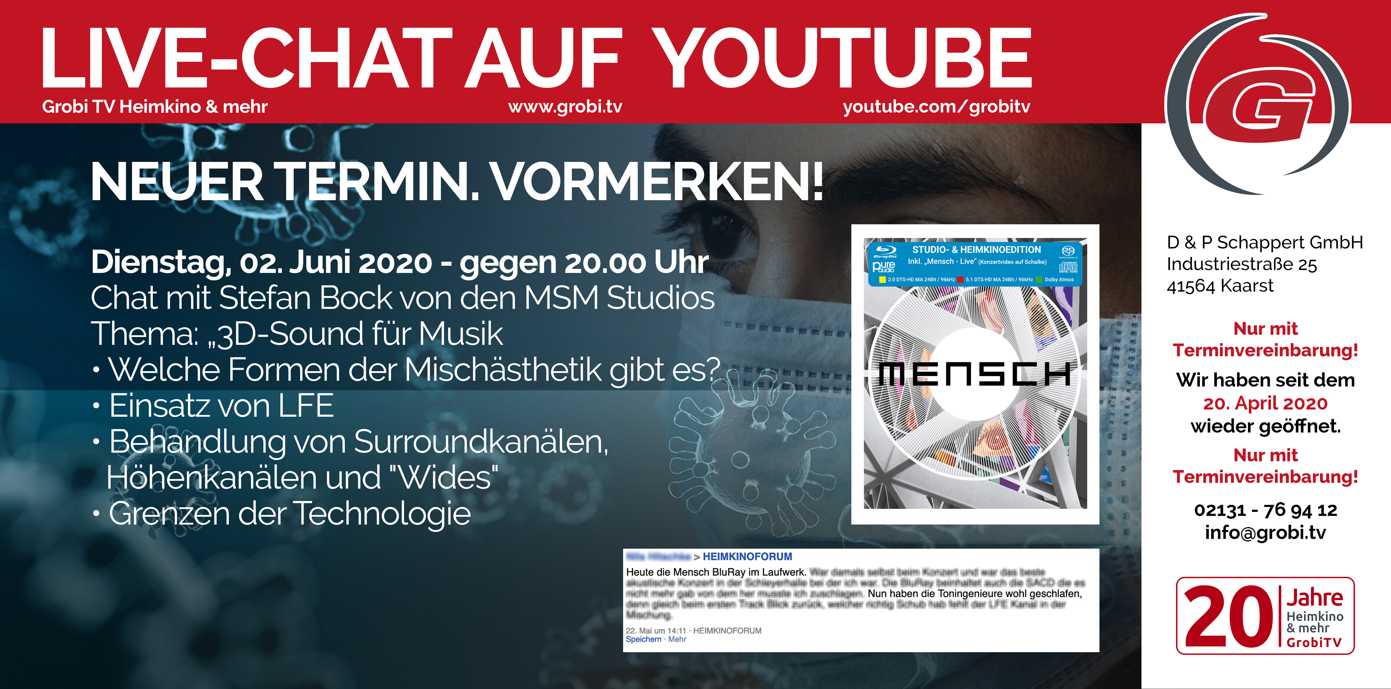 LiveChat - 3D für Musik, Pure Audio, Tidal - Stefan Bock erklärt uns die Mischästhetik ;-)