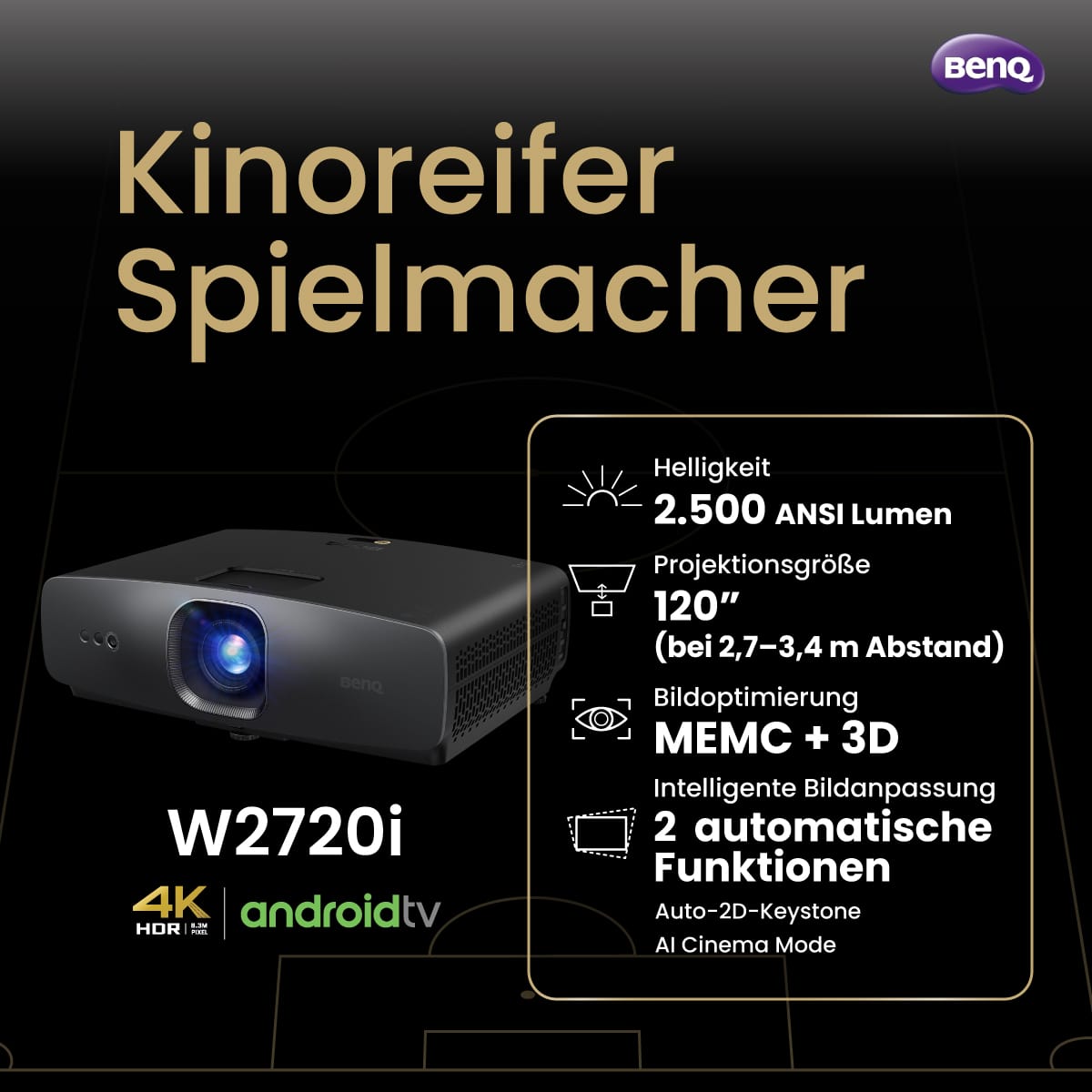 BenQ W2720i | 4K HDR Heimkino-Beamer mit AI-Kinomodus & Android TV