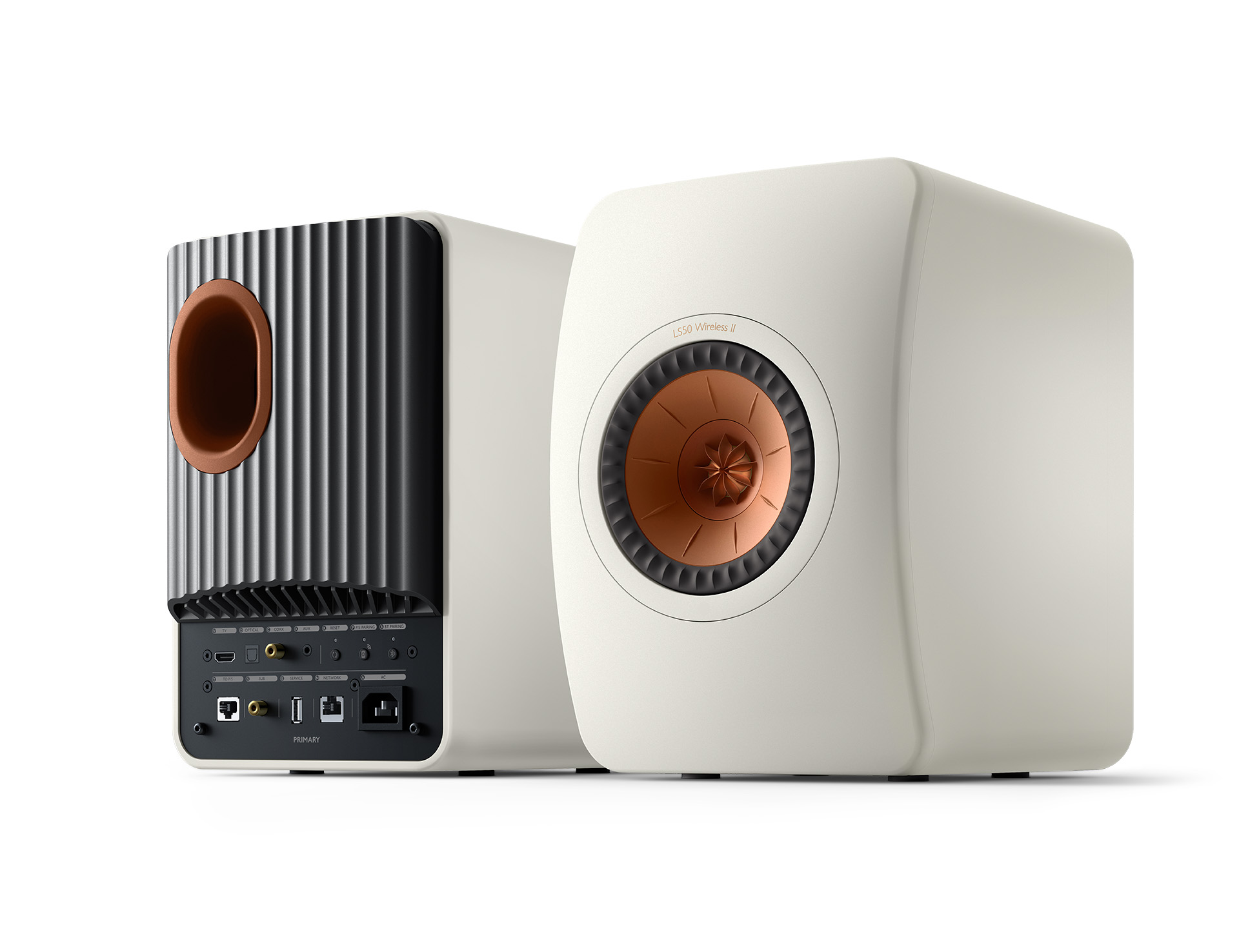 GrobiTV - KEF LS50 Wireless II Lautsprecher Paar weiß Frontansicht 2