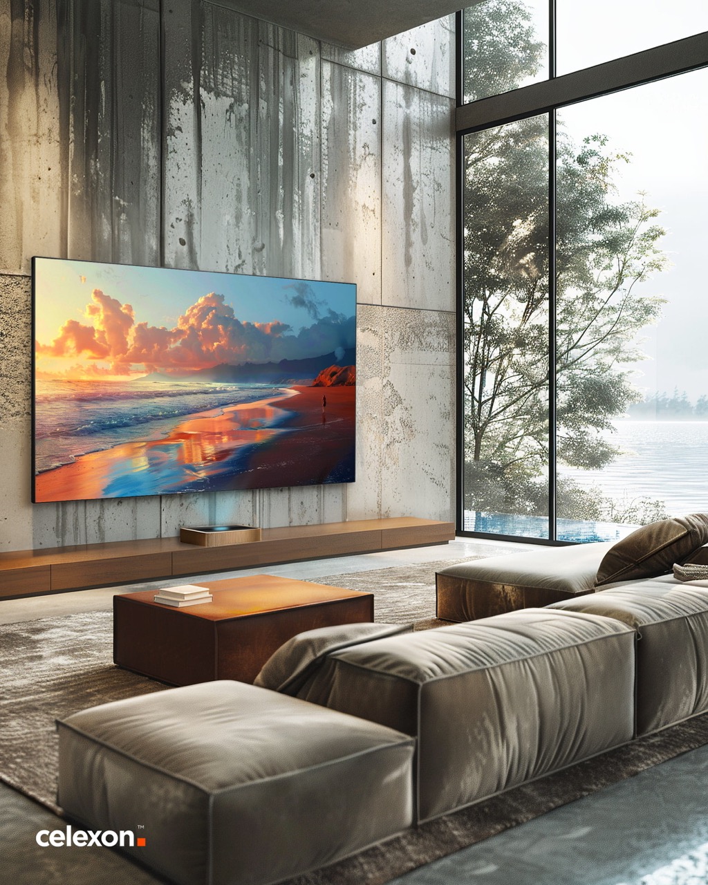 celexon BrightOnyx UST Hochkontrast Rahmenleinwand für Laser TVs