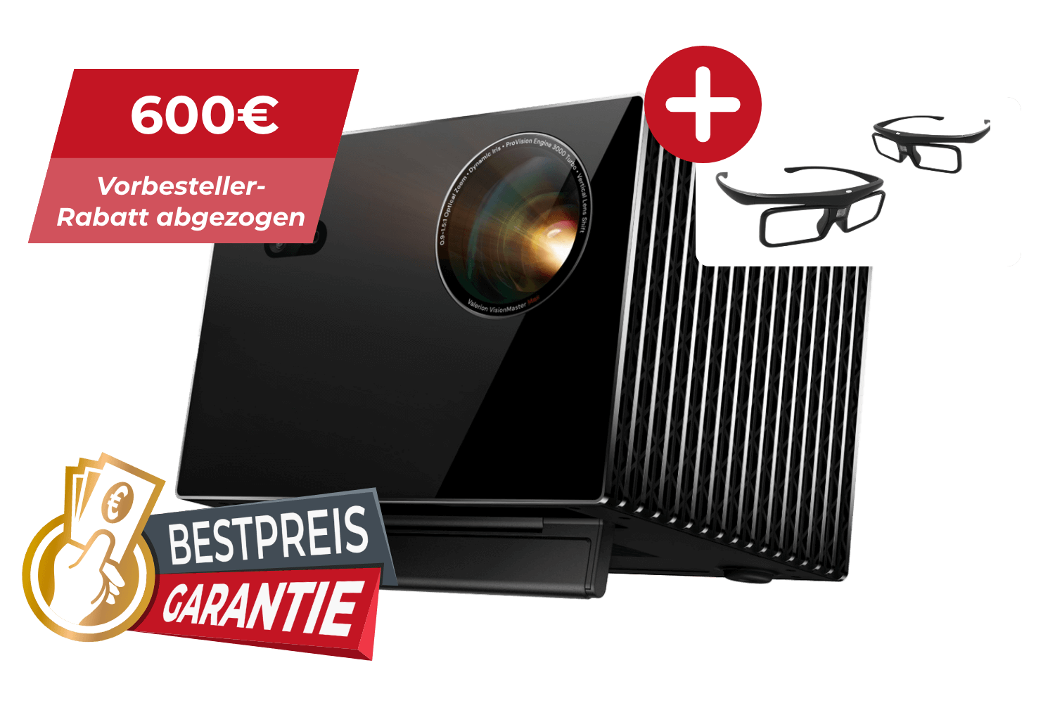 Valerion VisionMaster Max | 4K RGB Triple‑Laser Projektor (inkl. 2x 3-Brillen) Valerion VisionMaster Max | 4K RGB Triple‑Laser Projektor (inkl. 2x 3-Brillen)