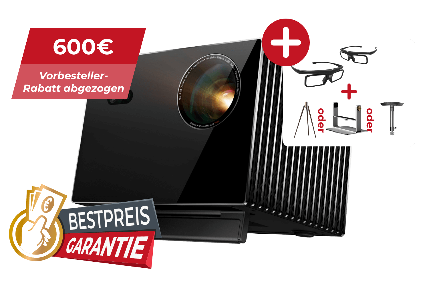 Valerion VisionMaster Max | 4K RGB Triple‑Laser Projektor (inkl. 2x 3-Brillen) Valerion VisionMaster Max | 4K RGB Triple‑Laser Projektor (inkl. 2x 3-Brillen)