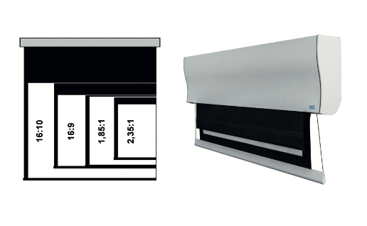 Motorleinwand mit Seilspannsystem WS S 4-Format-Wave Formate