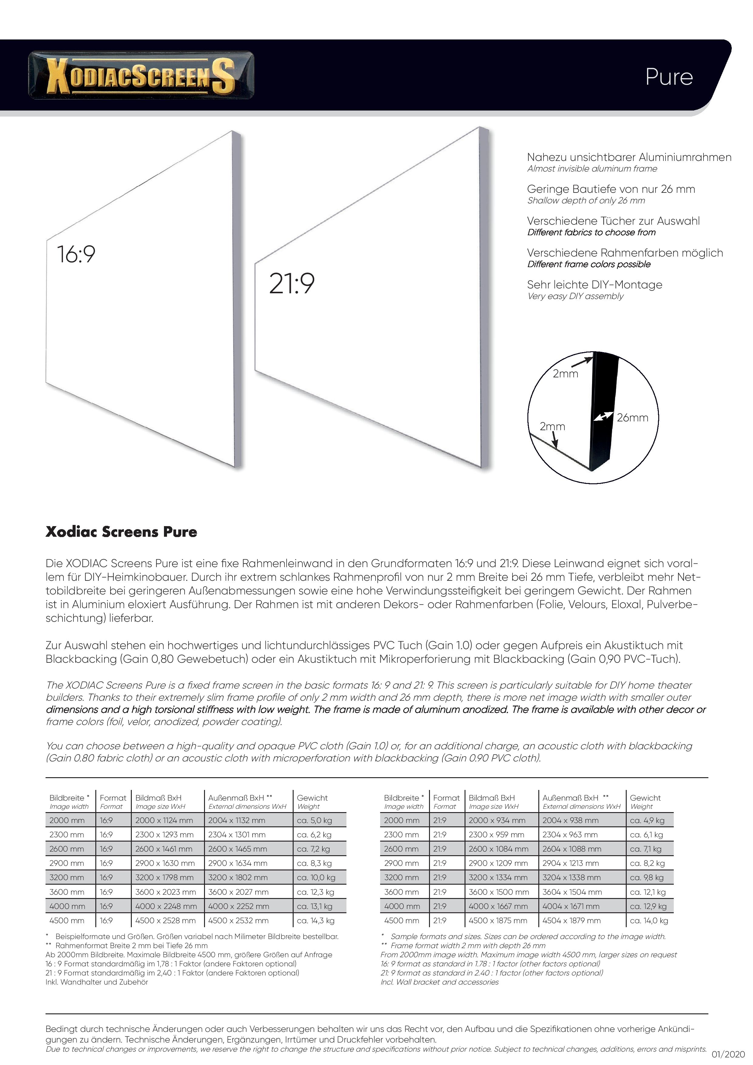 Xodiac Screens Pure Ultraweave Tuch V7