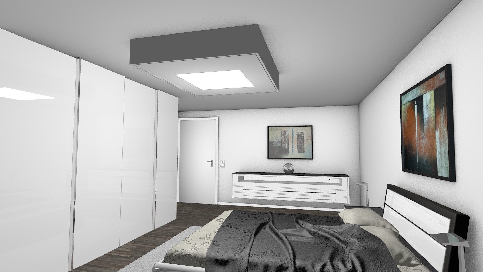 GROBI.TV - Modline MULTILIFT HD-77 TV-Lift TV-Halterung - Deckeninstallation geschlossen Raumalansicht