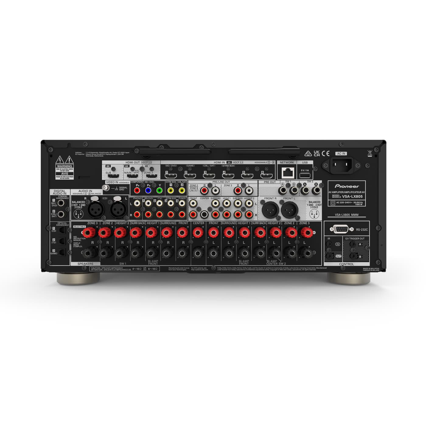Grobi.TV - Pioneer VSA-LX805 11.4-Kanal Premium AV-Receiver - schwarz - Rückansicht