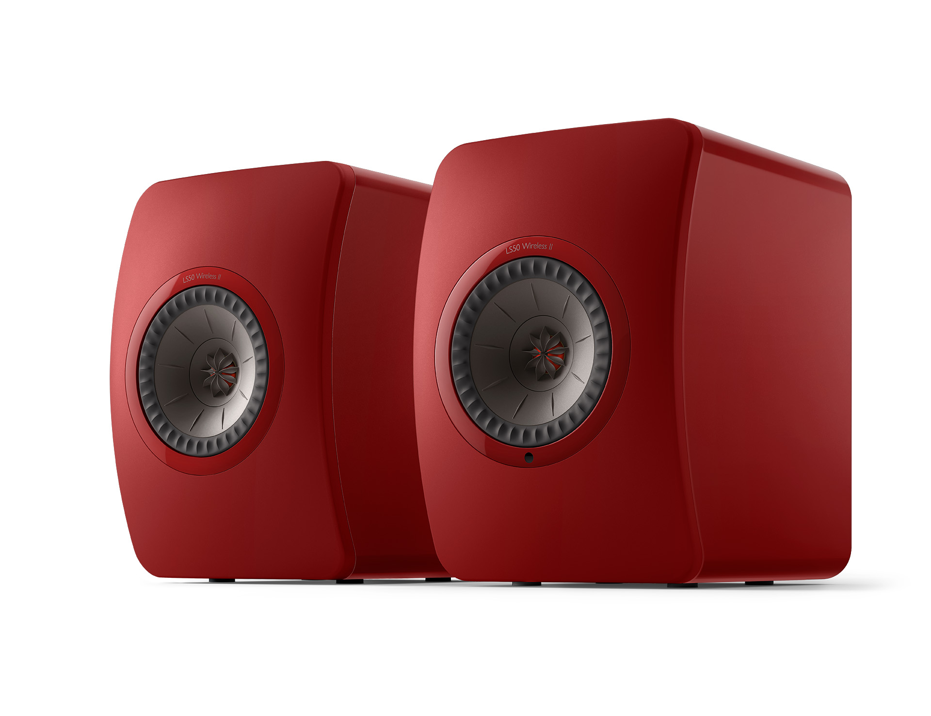 GrobiTV - KEF LS50 Wireless II Lautsprecher Paar rot Frontansicht 1
