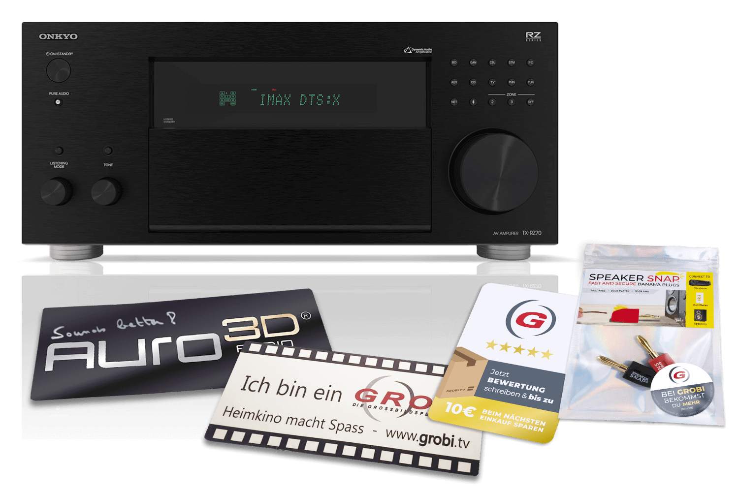 Onkyo TX-RZ70 | 11.2-Kanal Premium AV-Receiver (Schwarz) + GRATIS SPEAKER SNAP® + Schilder