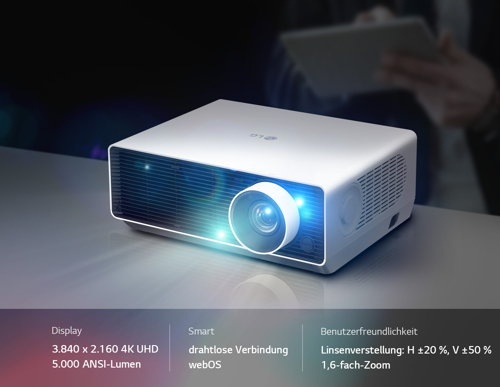 LG ProBeam Laserprojektor BU50NST mit 4K UHD Auflösung und 5.000 Ansi Lumen Helligkeit - Für Privat und Job