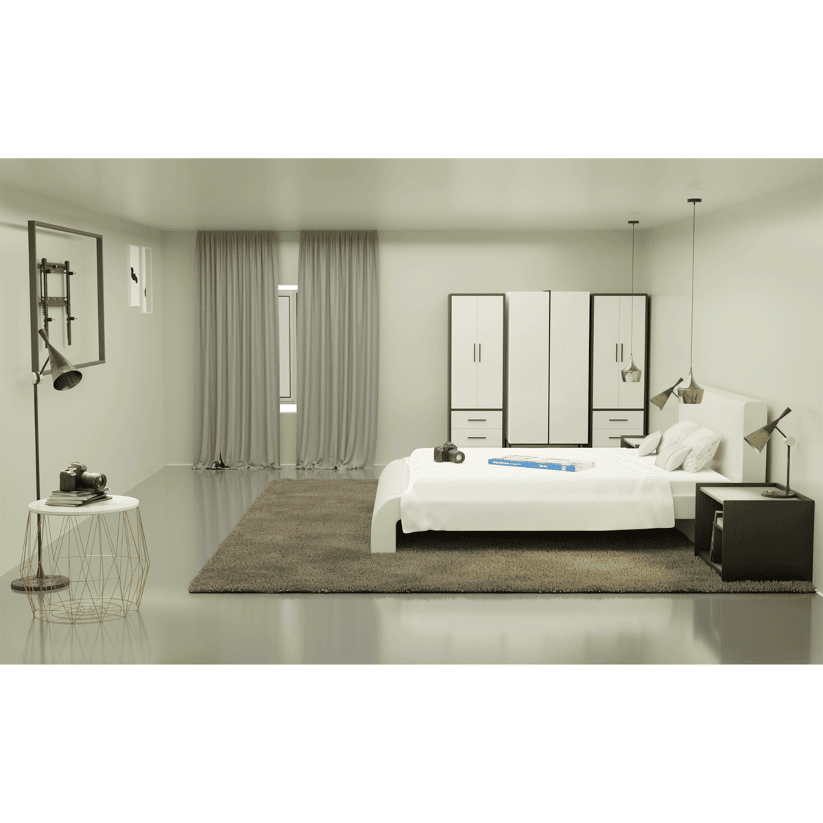 TW-44-BEDROOM GrobiTV - TW-44 TV-Wandhalterung - Montagebeispiel 01