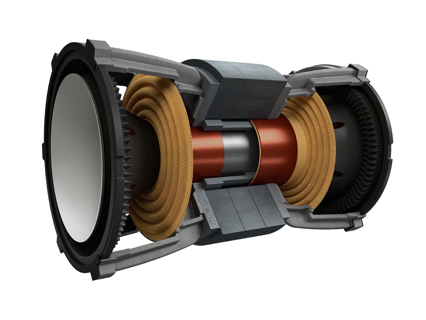 Uni-Core_cross-section GrobiTV - KEF KC62 Subwoofer Doppeltreiber Ansicht ohne Gehäuse