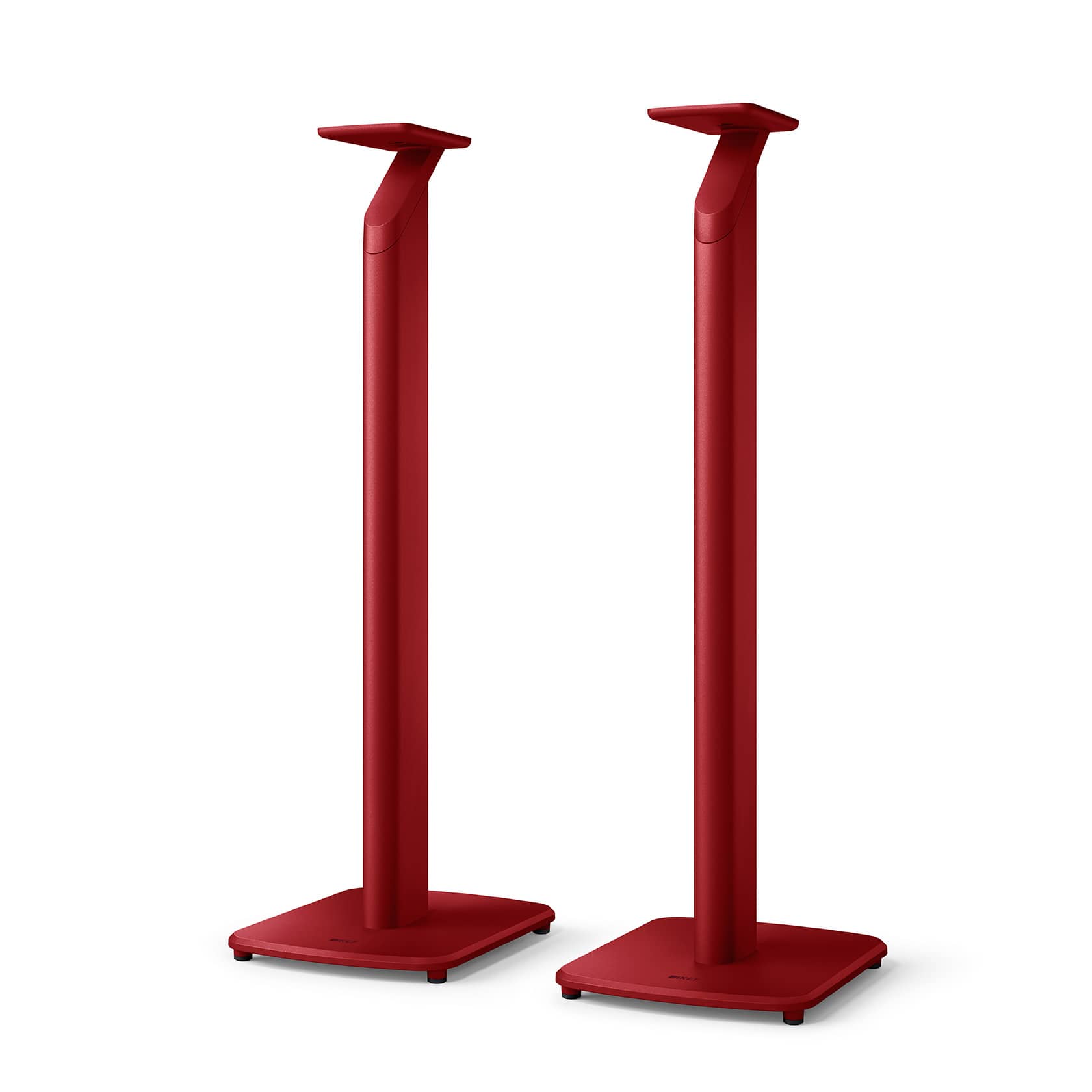 GrobiTV - KEF S1 Standfuß für LSX II Kaminrot - Frontansicht Paar ohne Lautsprecher