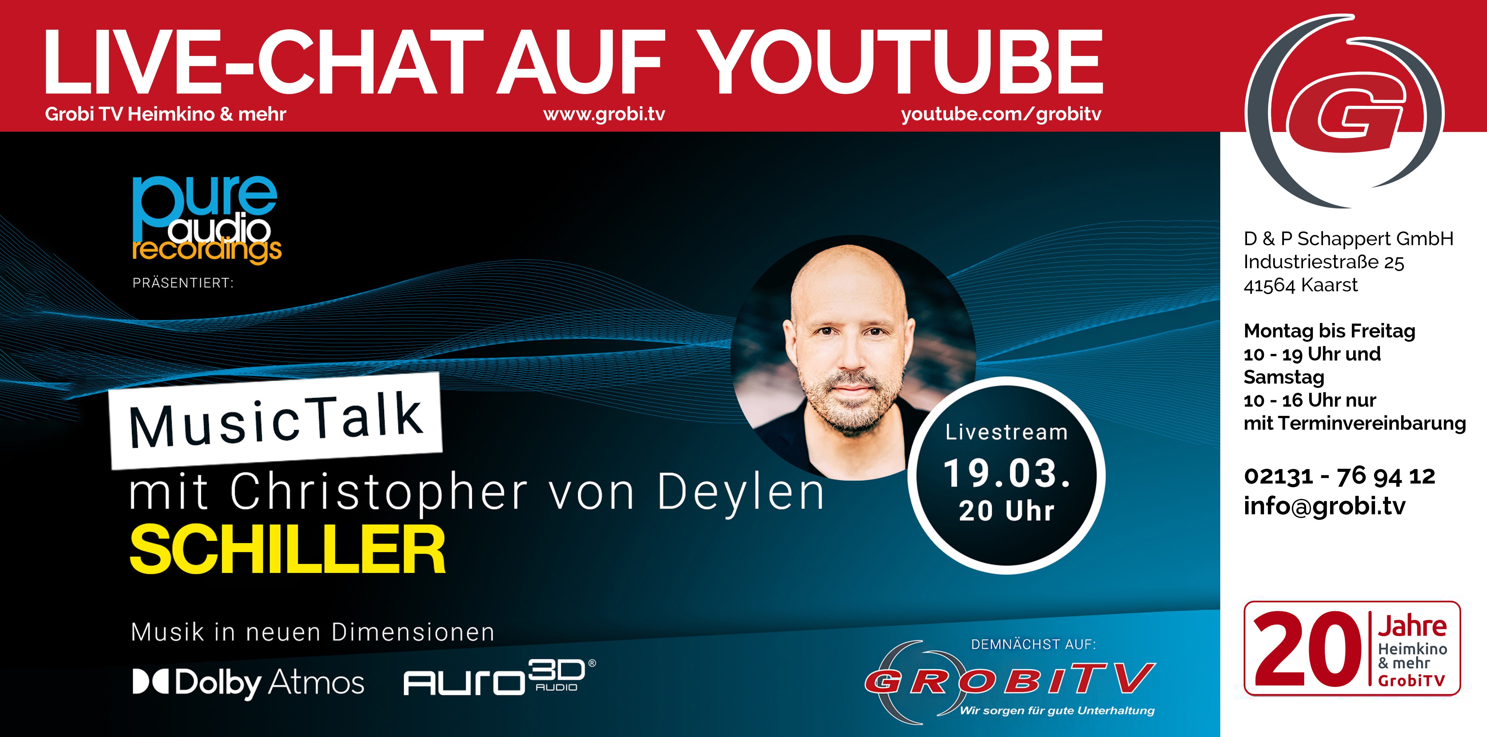 Mit "Schiller" im Gespräch - an diesem Freitag um 20.00 Uhr auf YouTube