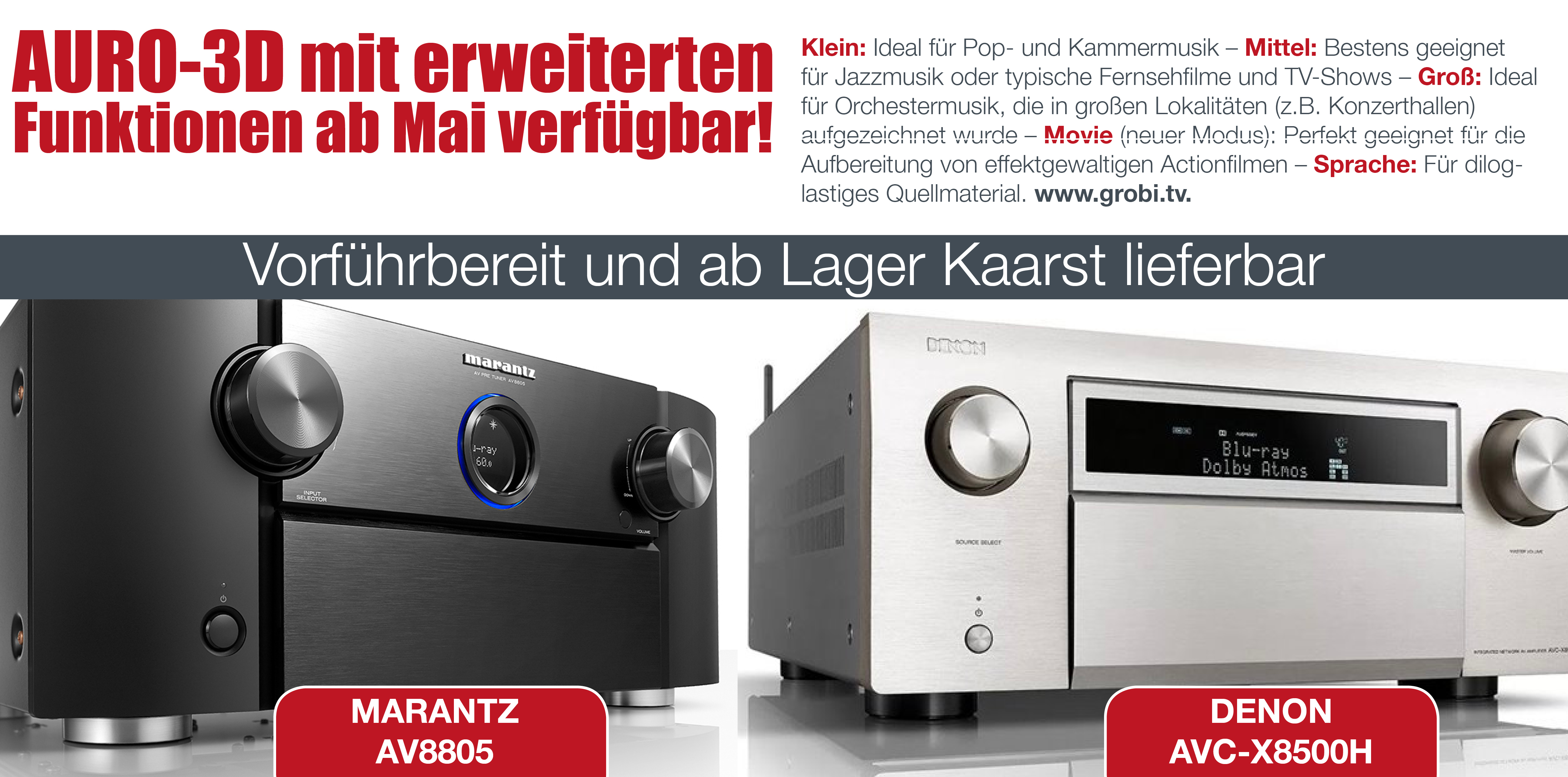 Der DENON AVC X 8500 und der MARANTZ AV 8805 bekommen ein überarbeitetes Auro3D System.