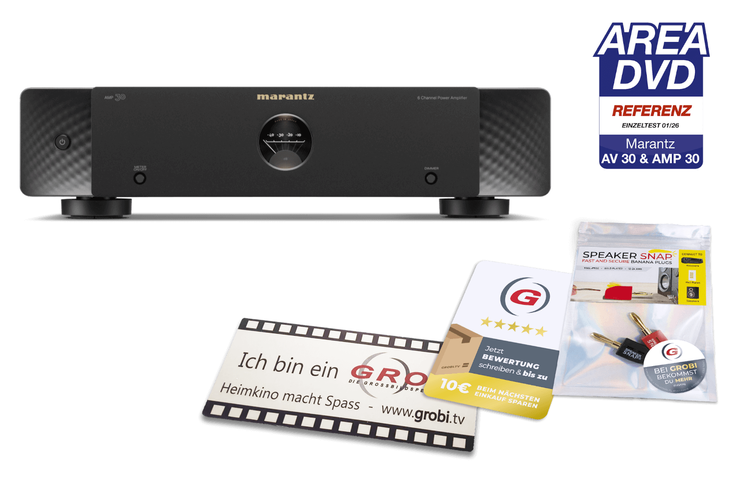 Marantz AMP 30 | Referenz 6-Kanal Slimline Endstufe + GRATIS SPEAKER SNAP® + GROBI Schild