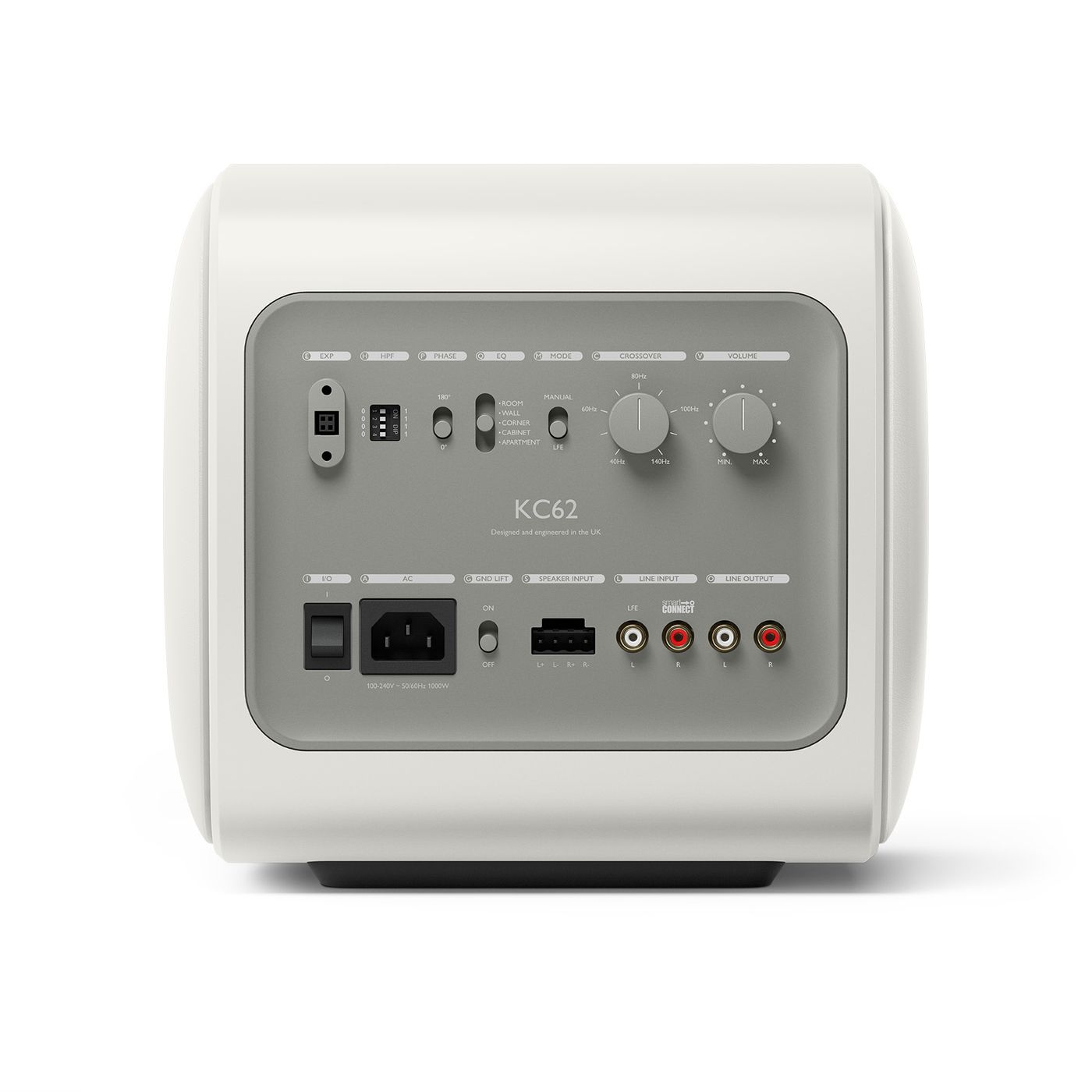 KC62_Mineral-White_back GrobiTV - KEF KC62 Subwoofer weiß Seitenansicht links