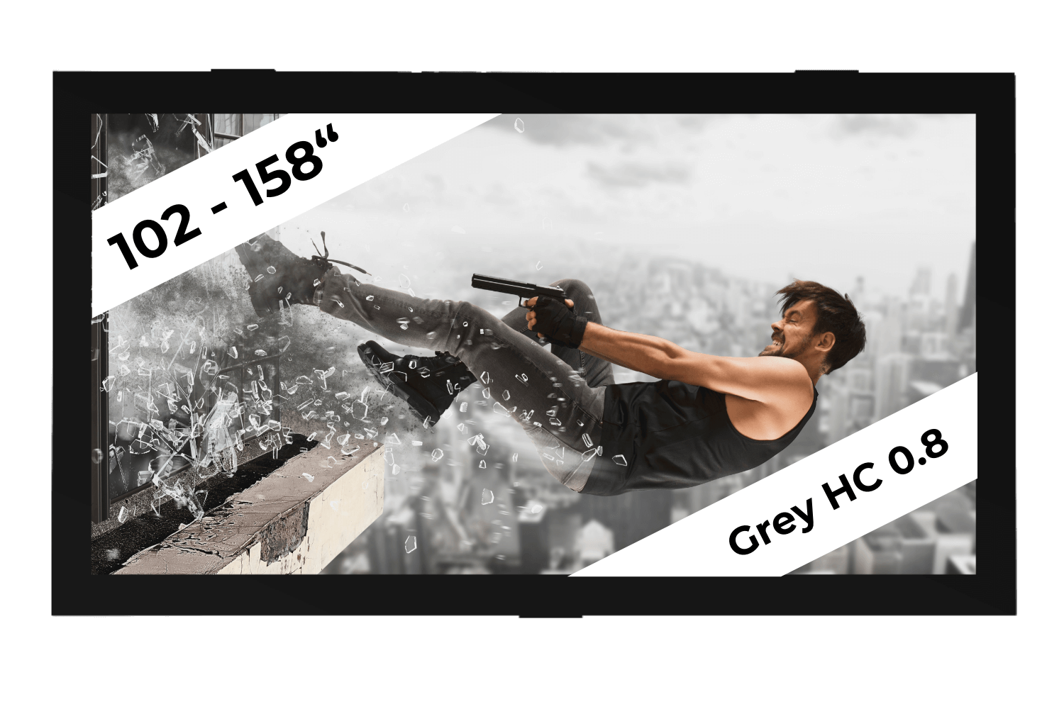 WS S SamtFrame | Grey HC (High Contrast 0.8) | 16:9 Rahmenleinwand 