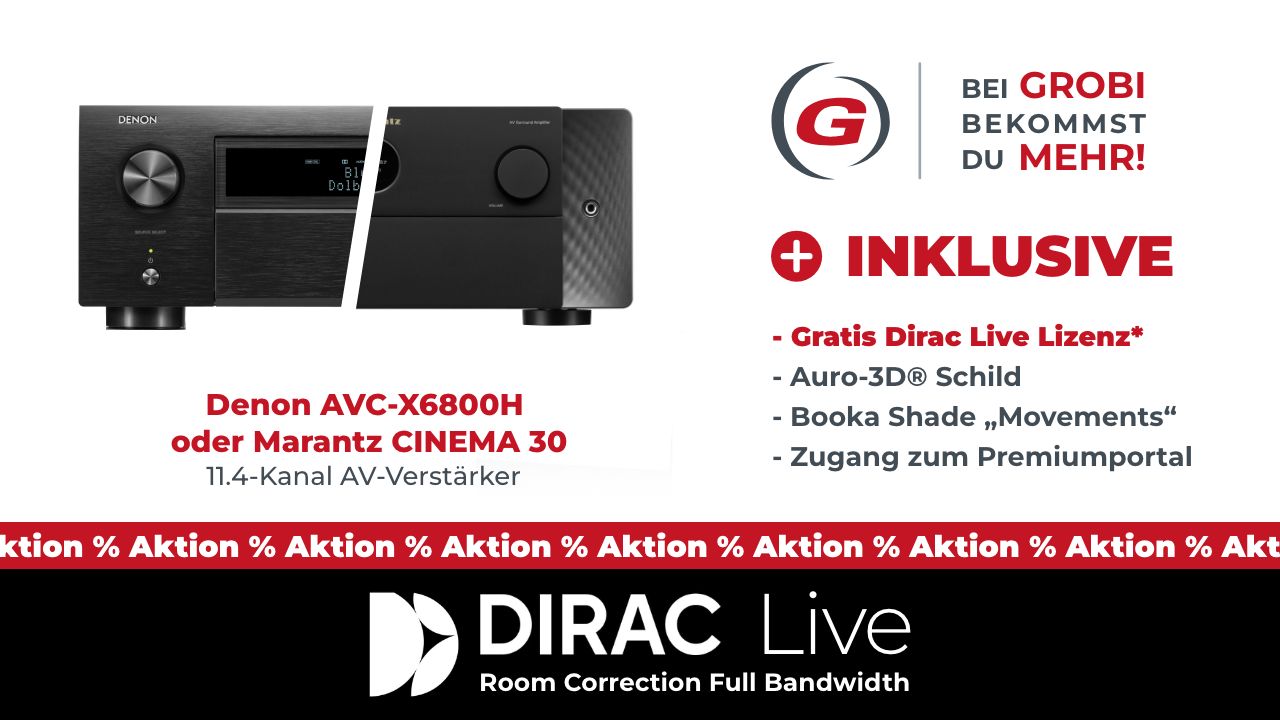 Beim Kauf eines Denon AVC-X6800H / Marantz CINEMA 30 Premium 11.4-Kanal AV-Verstärkers gratis Dirac Live Lizenz erhalten*